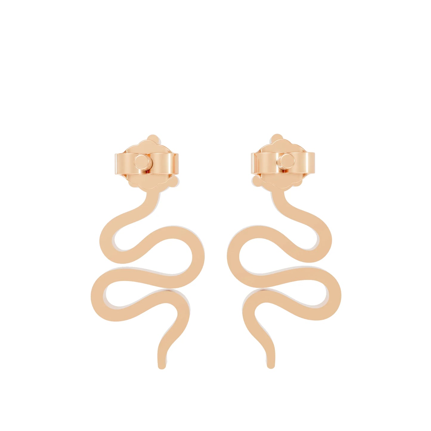 14K Gold Snake Inspired Pear Diamond Earrings (Prong Setting)
