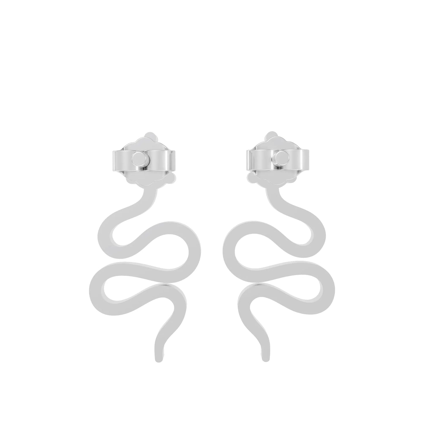 14K Gold Snake Inspired Pear Diamond Earrings (Prong Setting)