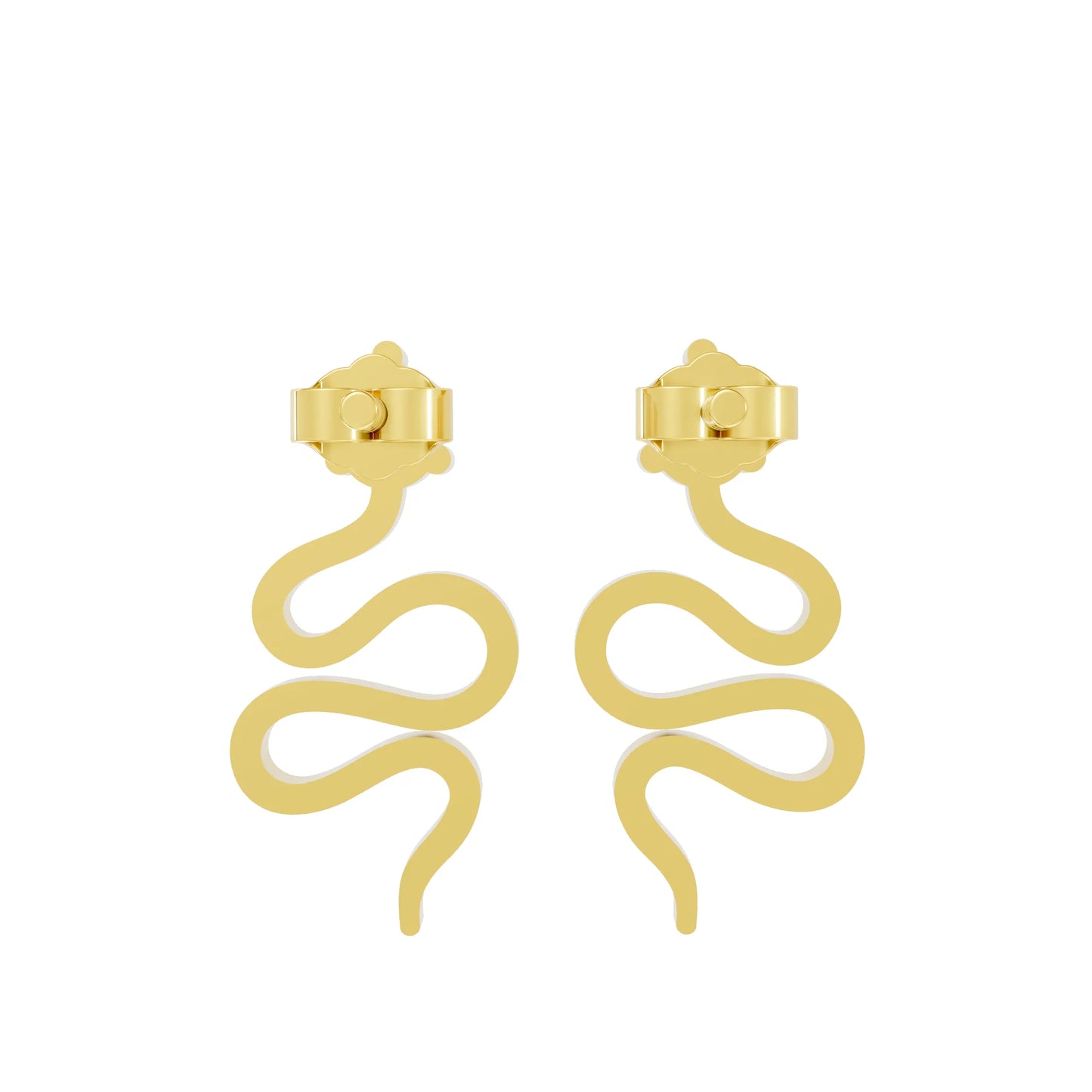 14K Gold Snake Inspired Pear Diamond Earrings (Prong Setting)