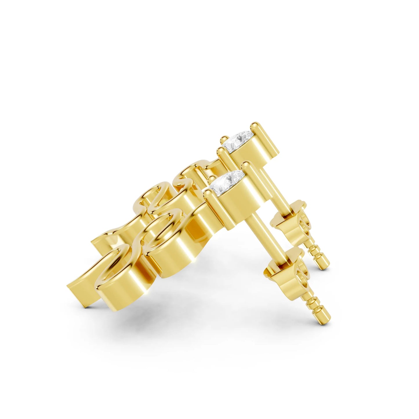 14K Gold Snake Inspired Pear Diamond Earrings (Prong Setting)