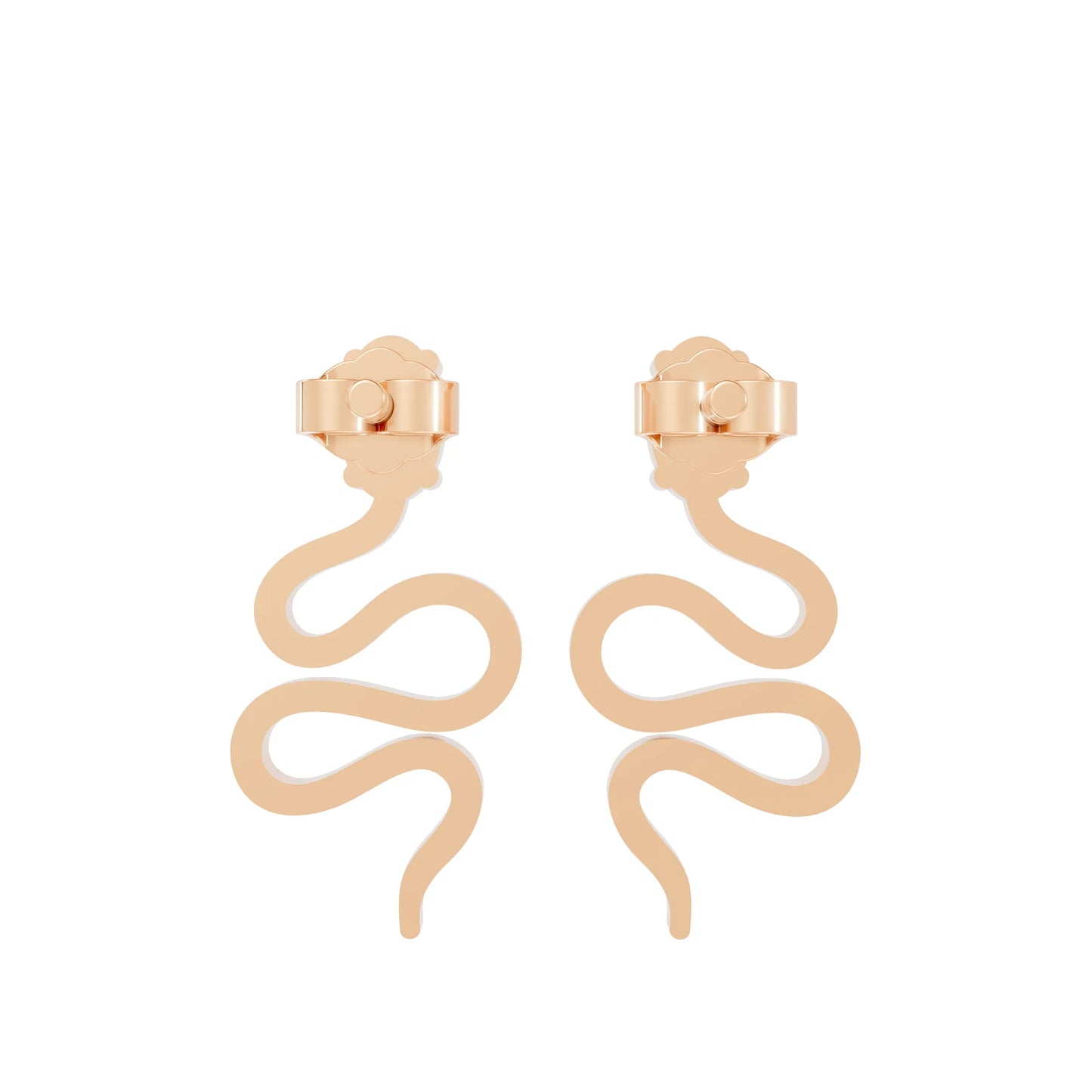 14K Gold Snake Inspired Oval Diamond Earrings (Prong Setting)