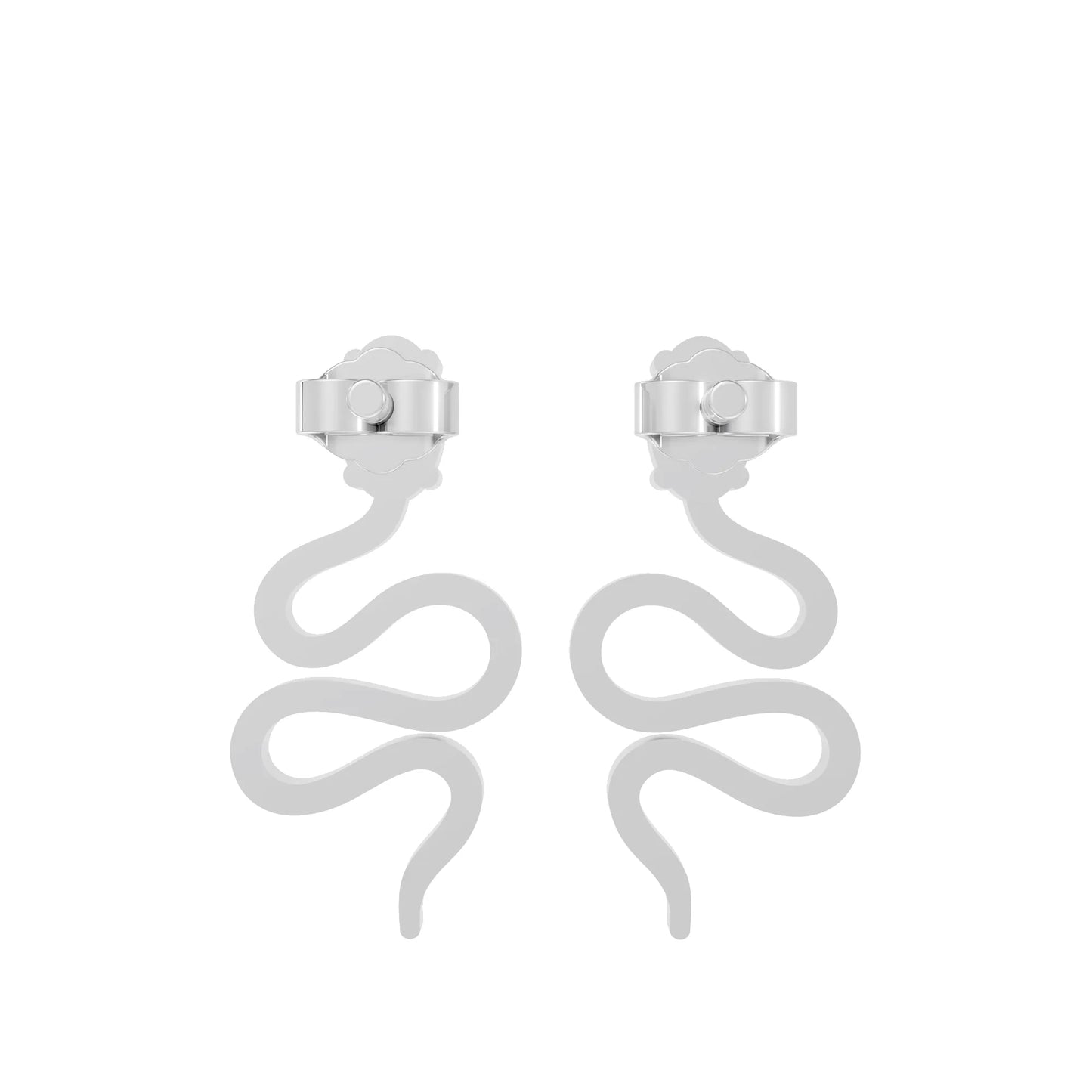 14K Gold Snake Inspired Oval Diamond Earrings (Prong Setting)
