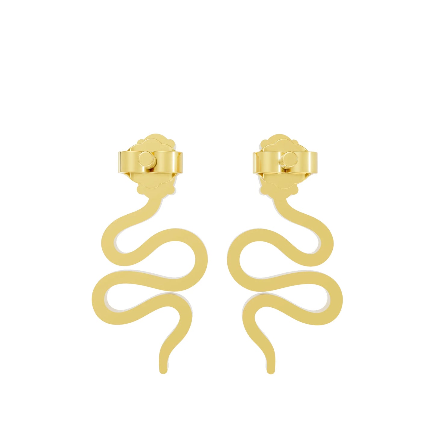 14K Gold Snake Inspired Oval Diamond Earrings (Prong Setting)