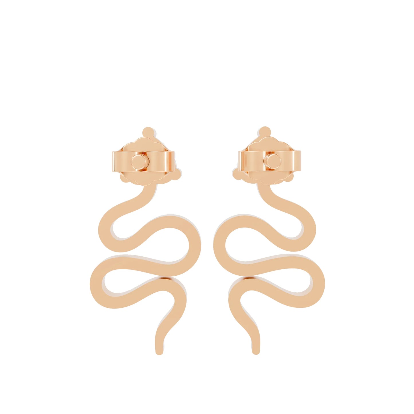 14K Gold Snake Inspired Heart Diamond Earrings (Prong Setting)