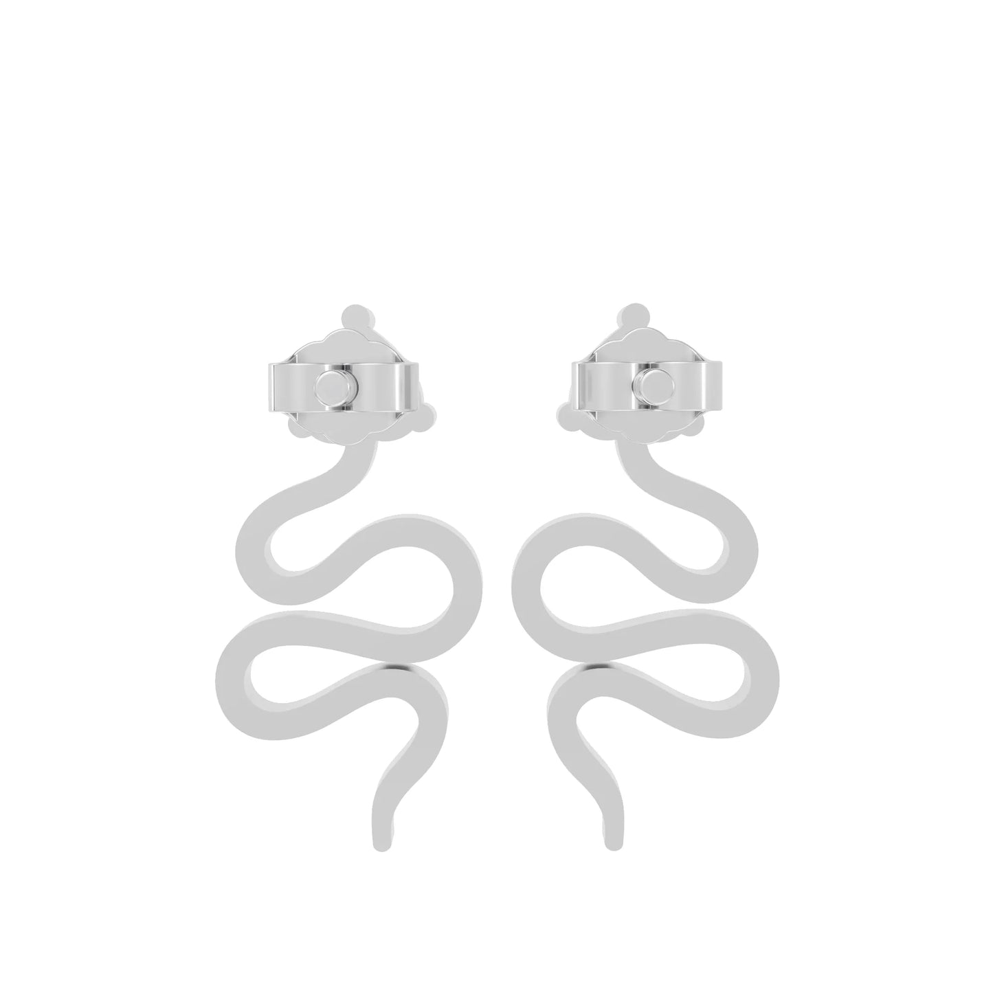 14K Gold Snake Inspired Heart Diamond Earrings (Prong Setting)