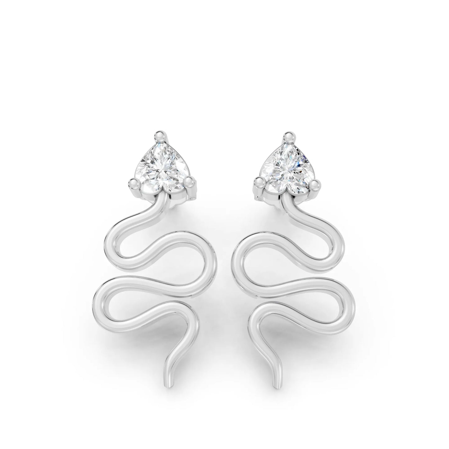 14K Gold Snake Inspired Heart Diamond Earrings (Prong Setting)