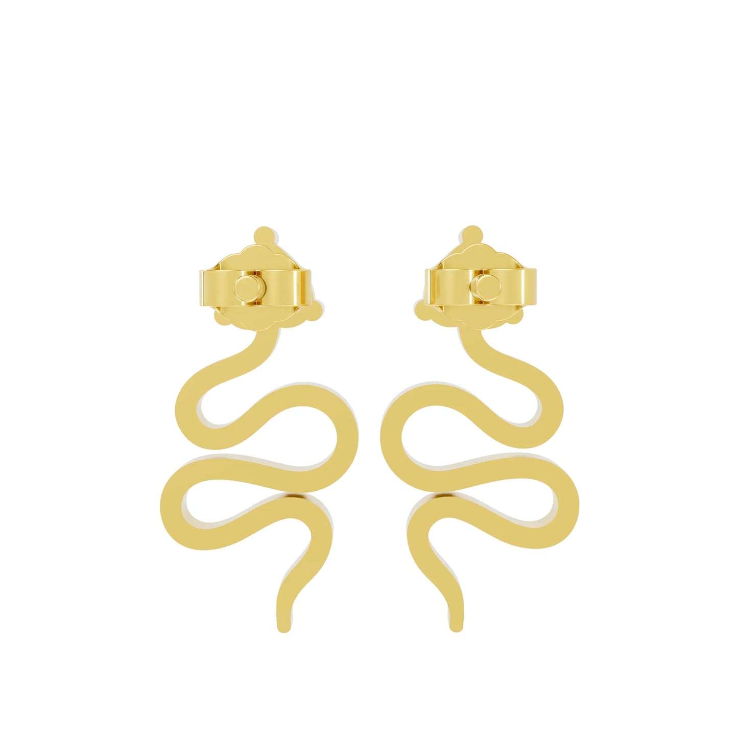 14K Gold Snake Inspired Heart Diamond Earrings (Prong Setting)