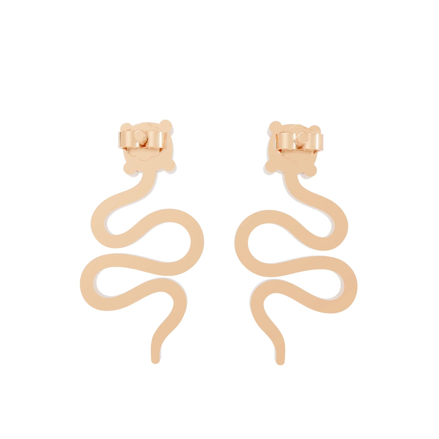 14K Gold Snake Inspired Cushion Diamond Earrings (Prong Setting)