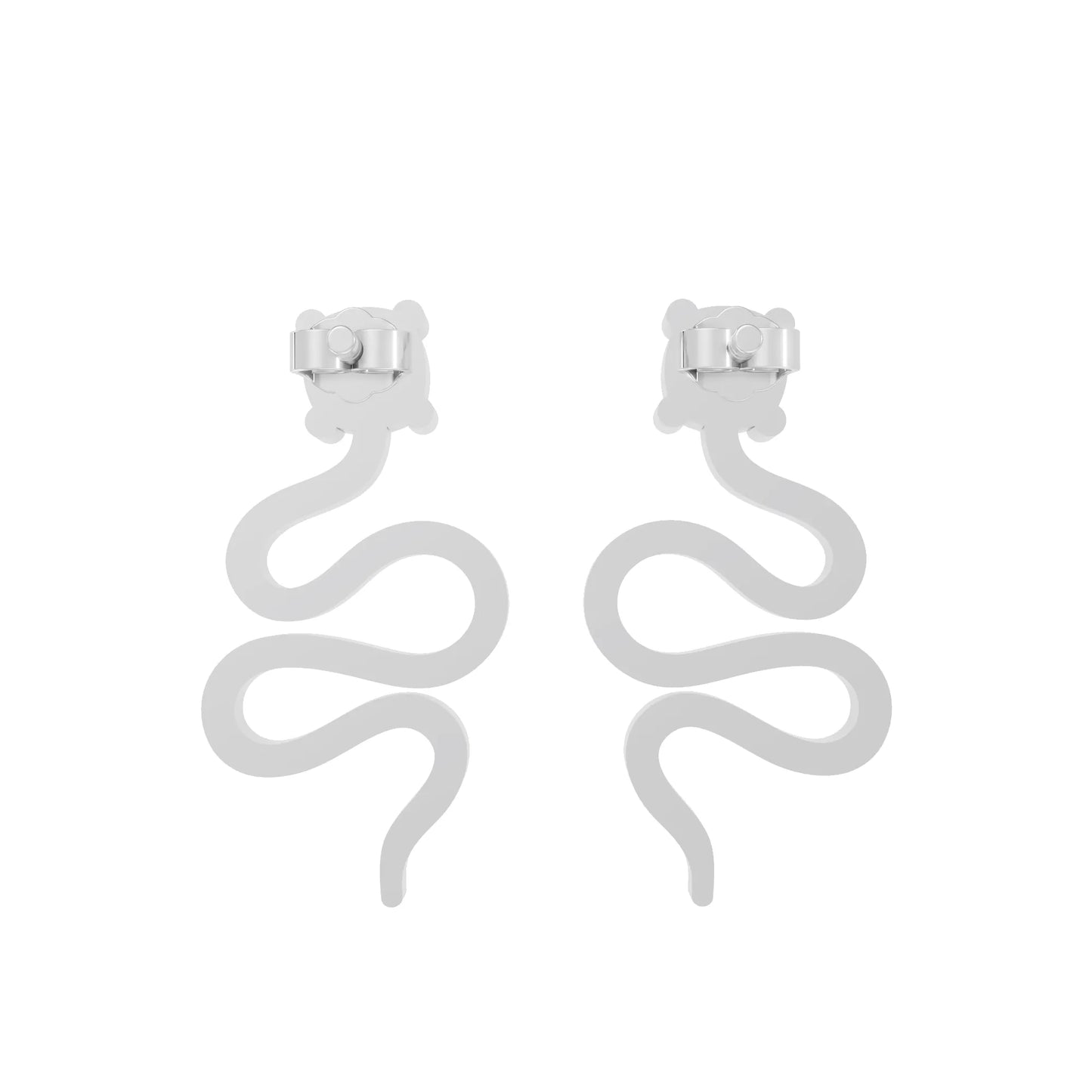 14K Gold Snake Inspired Cushion Diamond Earrings (Prong Setting)