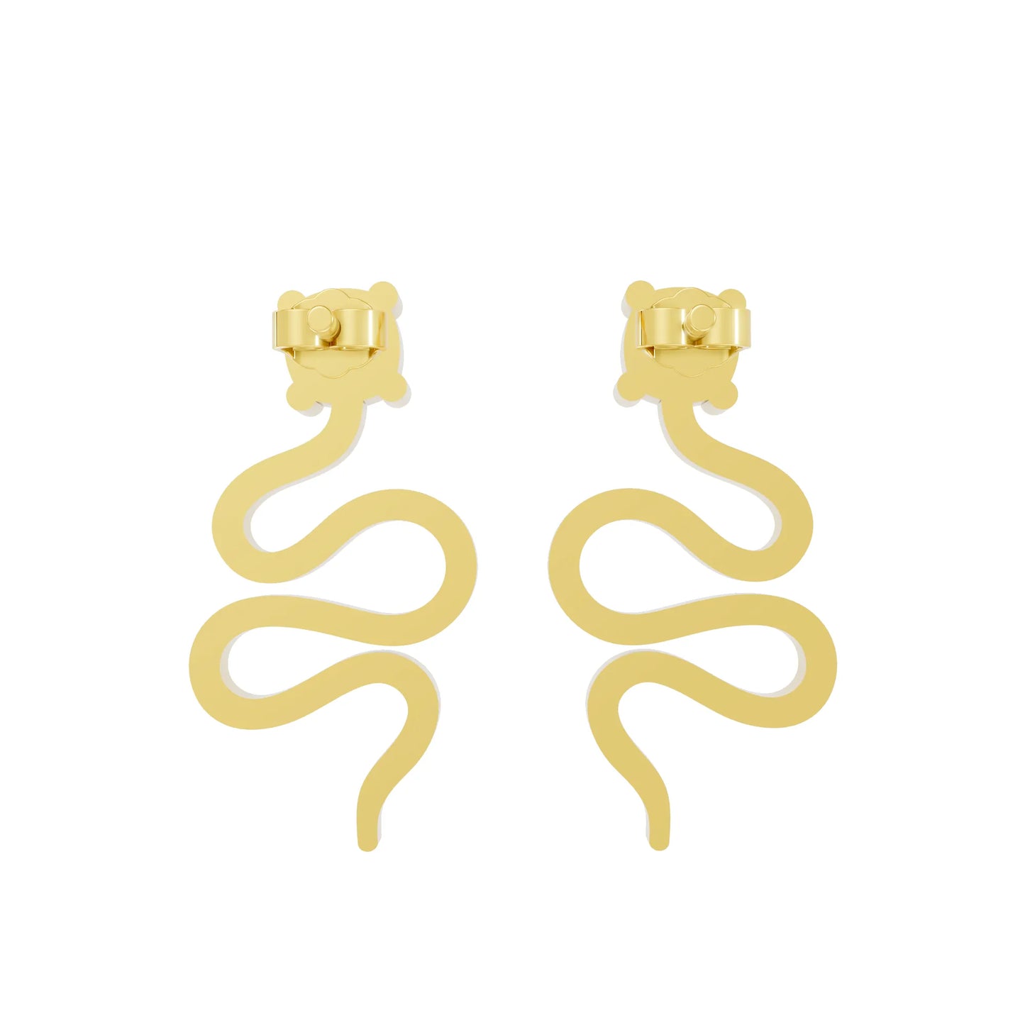 14K Gold Snake Inspired Cushion Diamond Earrings (Prong Setting)