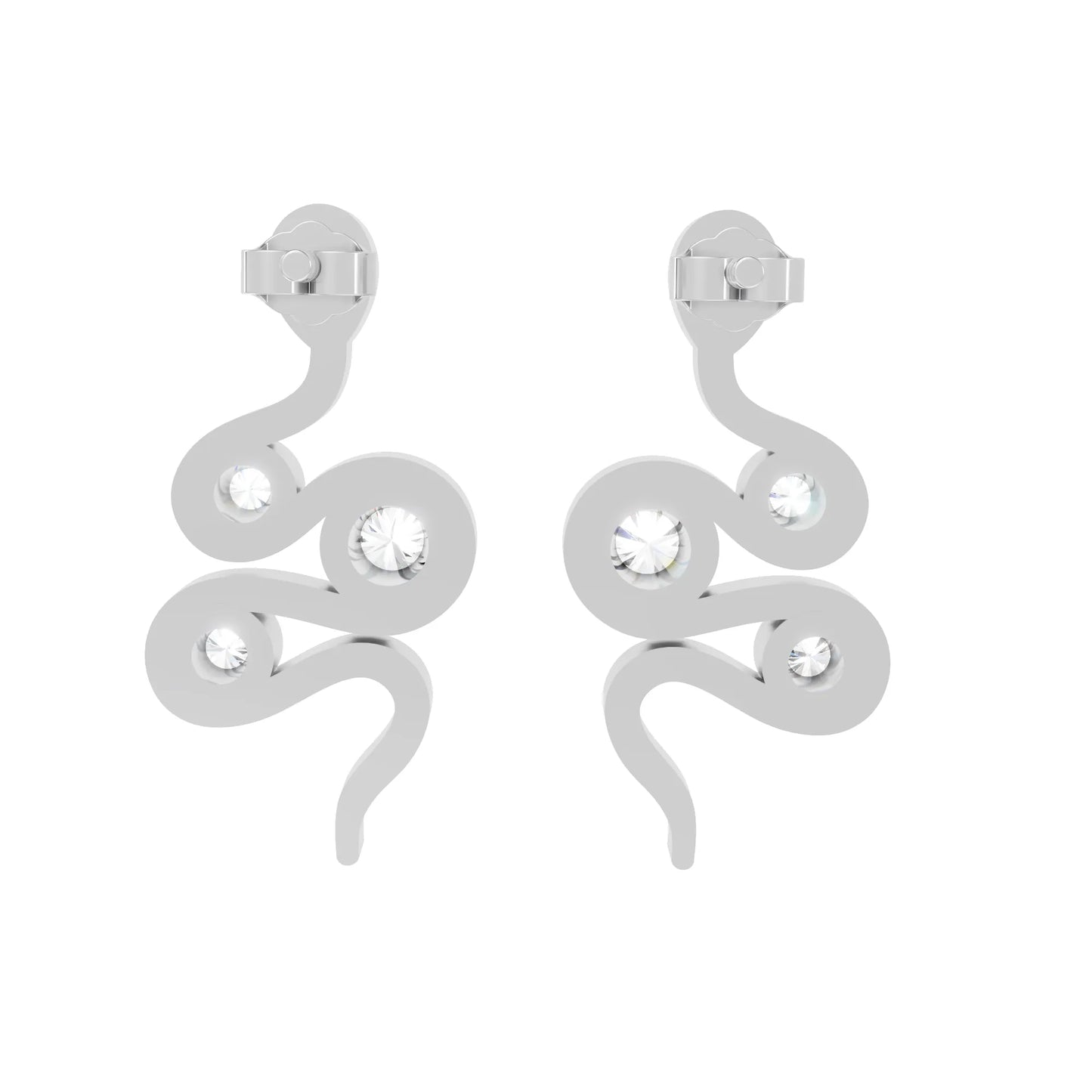 14K Gold Snake Inspired Round Diamond Earrings (Bezel Setting)