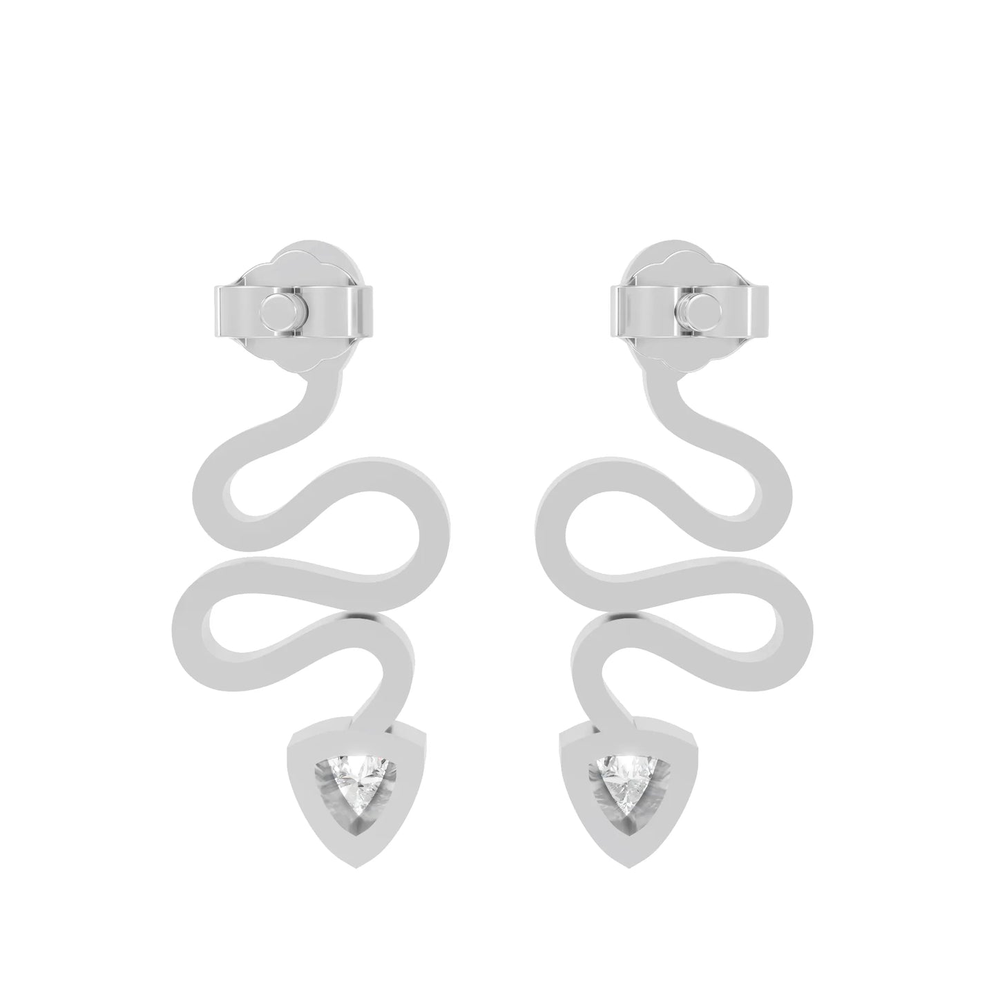 14K Gold Snake Inspired Triangle Diamond Earrings (Bezel Setting)