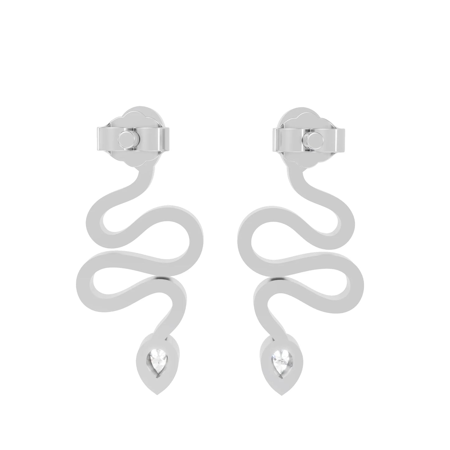 14K Gold Snake Inspired Pear Diamond Earrings (Bezel Setting)