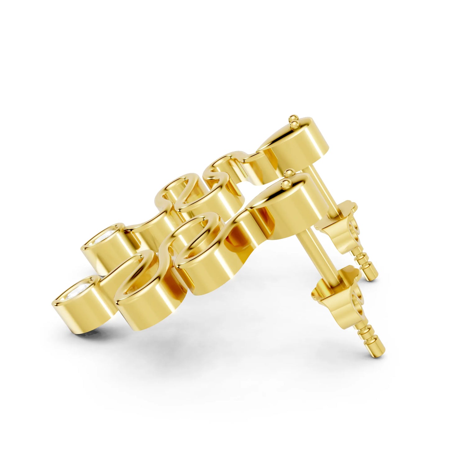 14K Gold Snake Inspired Pear Diamond Earrings (Bezel Setting)