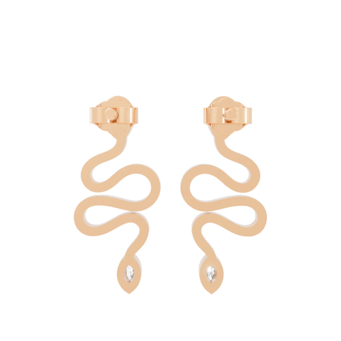 14K Gold Snake Inspired Marquise Diamond Earrings (Bezel Setting)