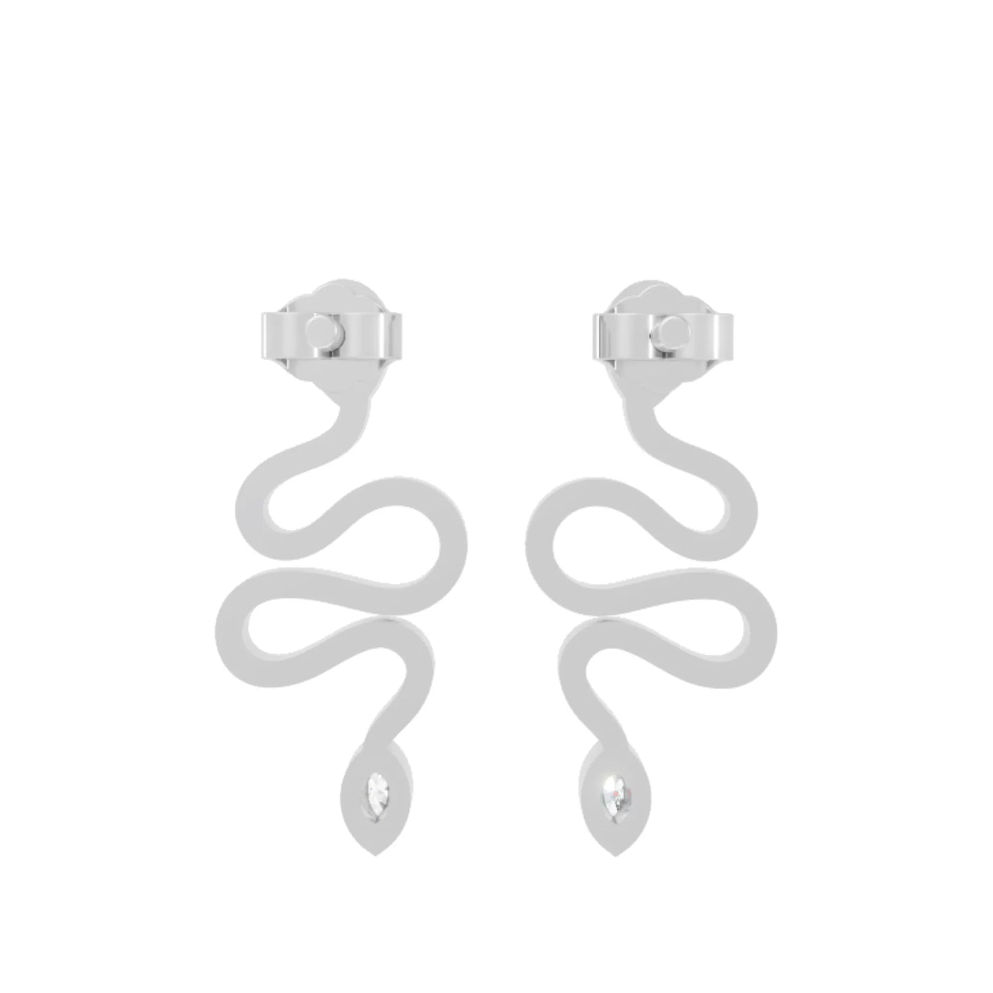 14K Gold Snake Inspired Marquise Diamond Earrings (Bezel Setting)