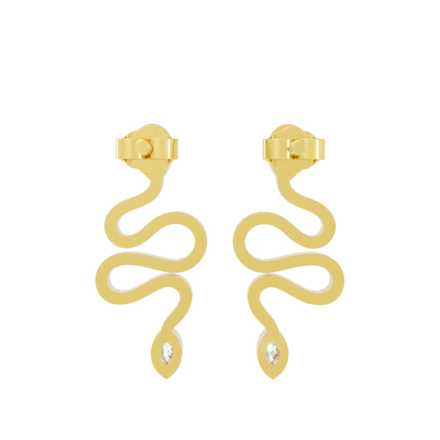 14K Gold Snake Inspired Marquise Diamond Earrings (Bezel Setting)