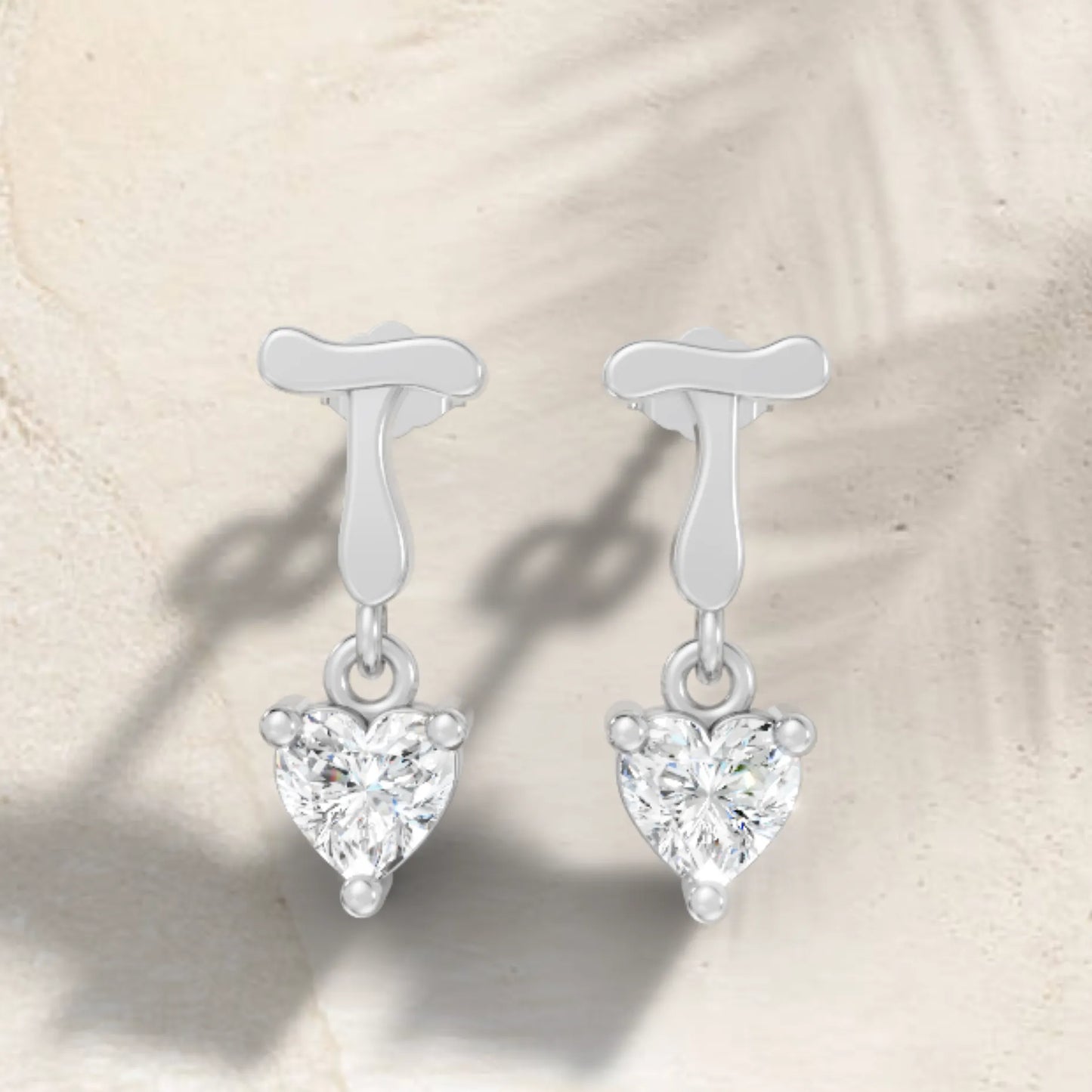 14K Gold Heart Cut Diamond Personalized Initial with Dangling Stud Earring