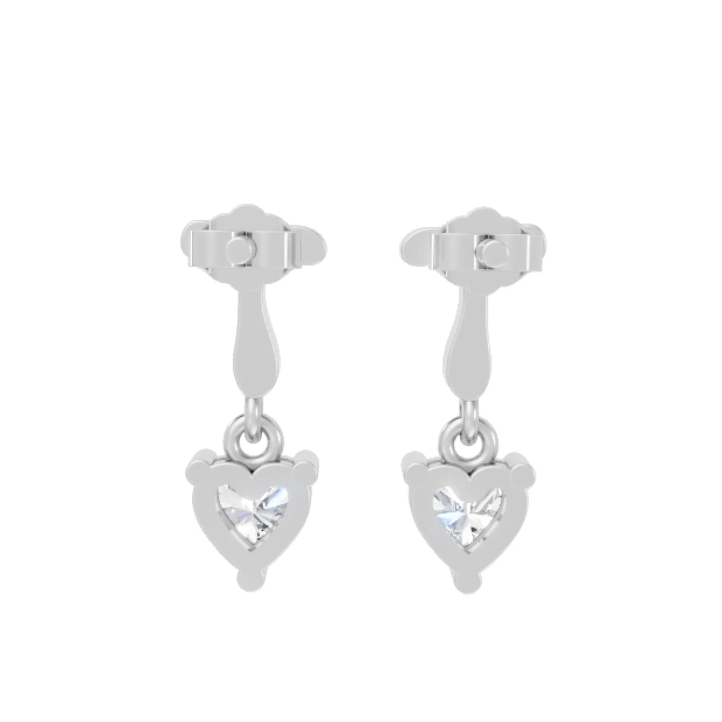 14K Gold Heart Cut Diamond Personalized Initial with Dangling Stud Earring