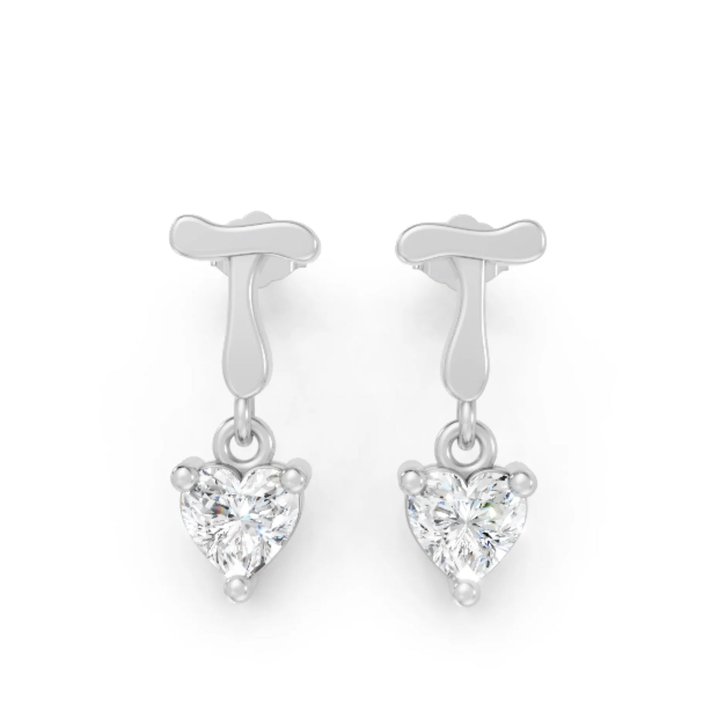 14K Gold Heart Cut Diamond Personalized Initial with Dangling Stud Earring