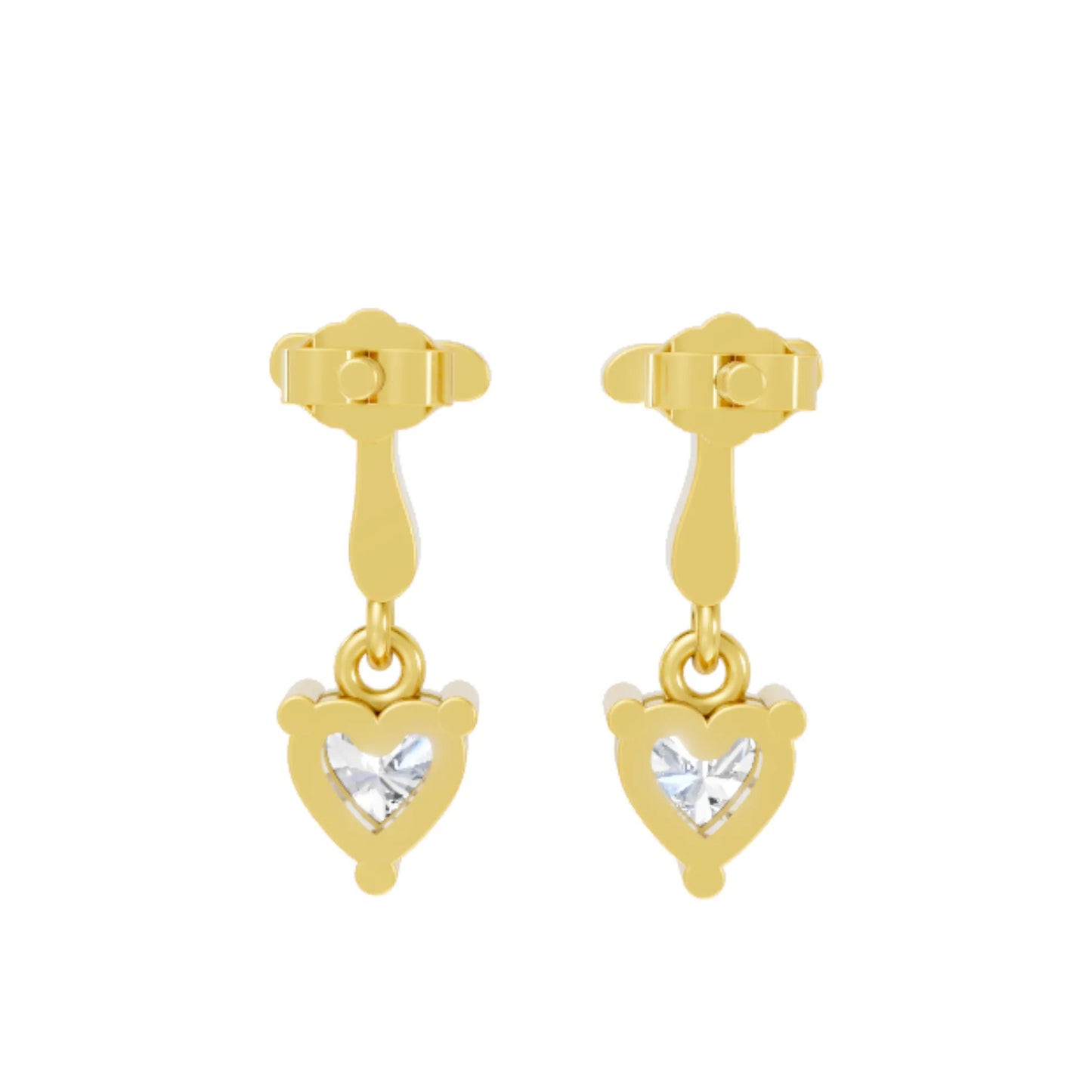 14K Gold Heart Cut Diamond Personalized Initial with Dangling Stud Earring