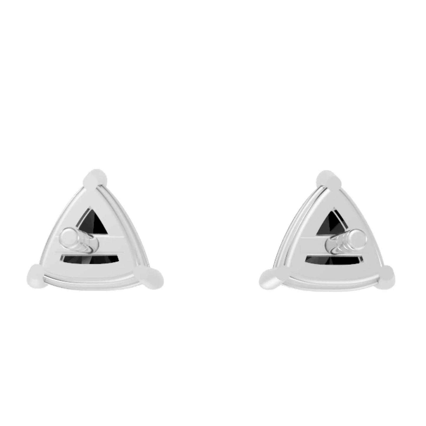 14K Gold Trillion Cut Black Diamond Solitaire Stud Earring