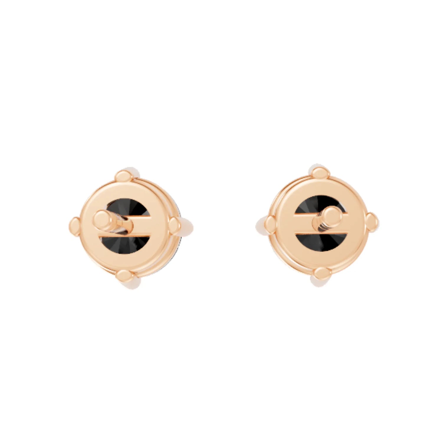 14K Gold Round Cut Black Diamond Solitaire Stud Earring