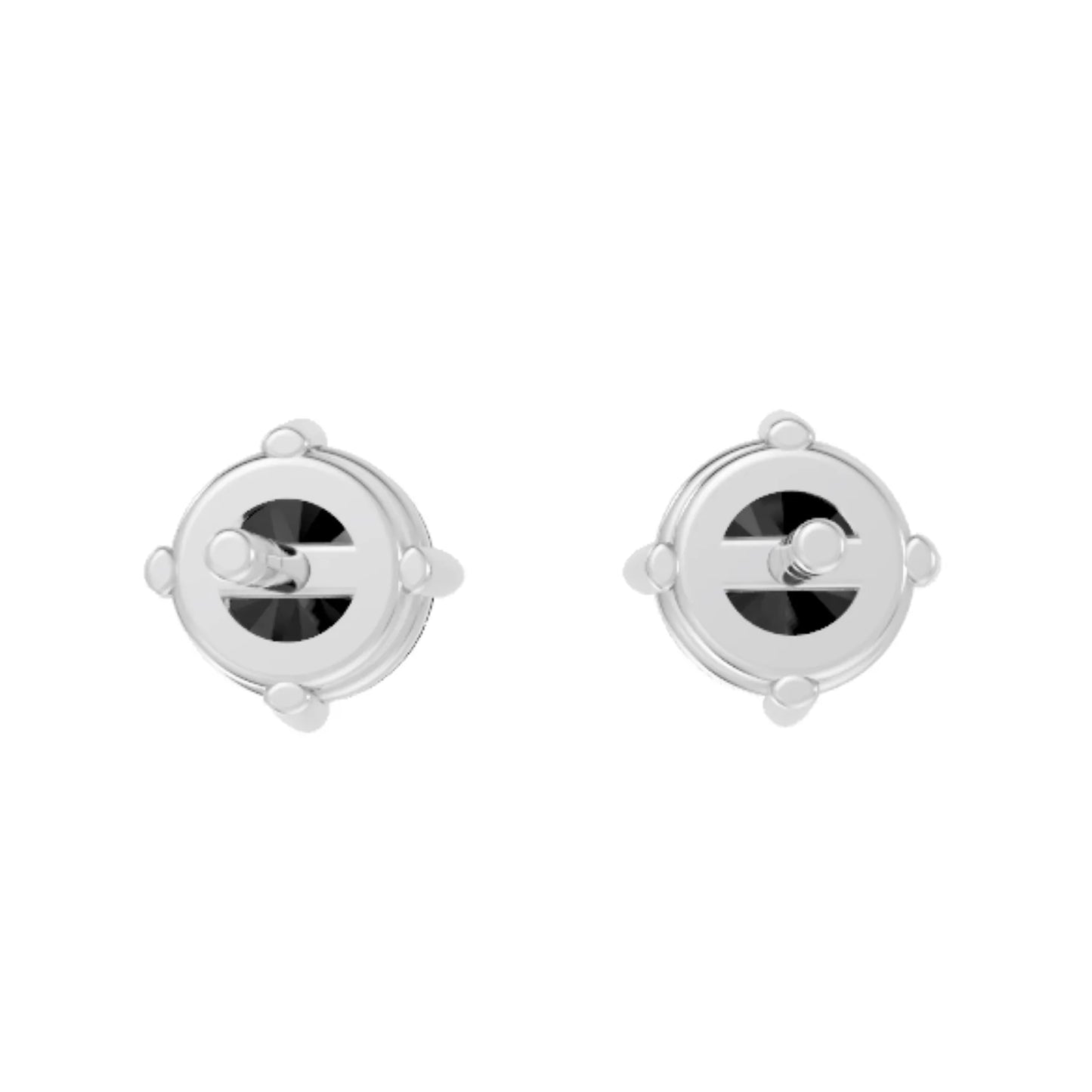 14K Gold Round Cut Black Diamond Solitaire Stud Earring