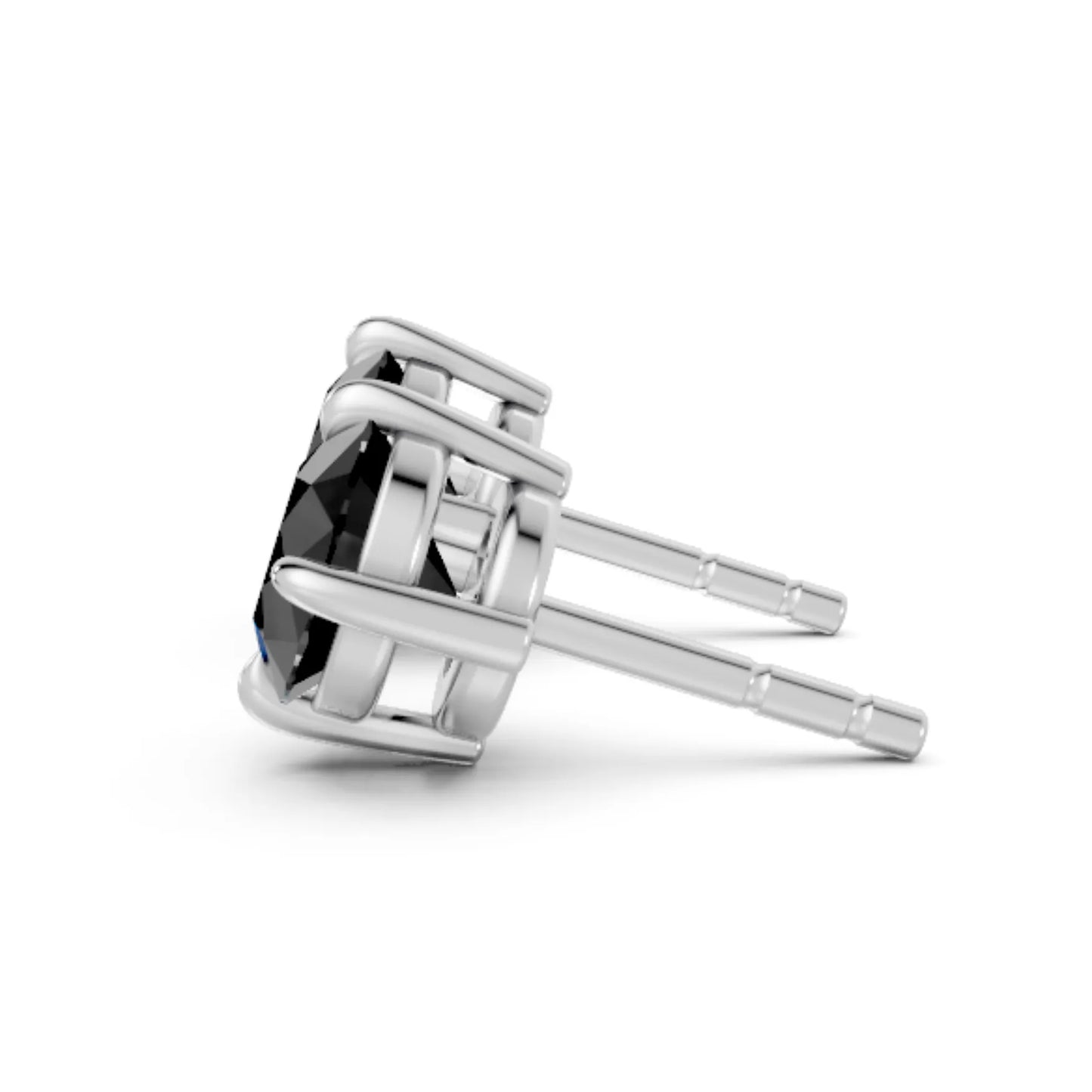 14K Gold Round Cut Black Diamond Solitaire Stud Earring