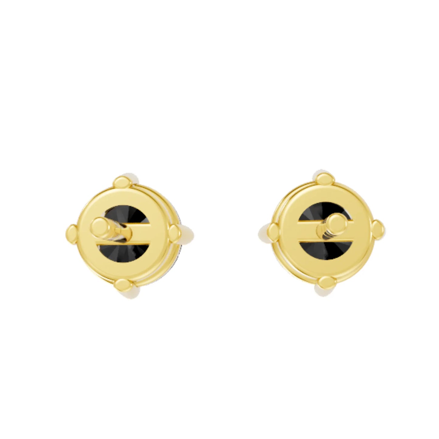 14K Gold Round Cut Black Diamond Solitaire Stud Earring