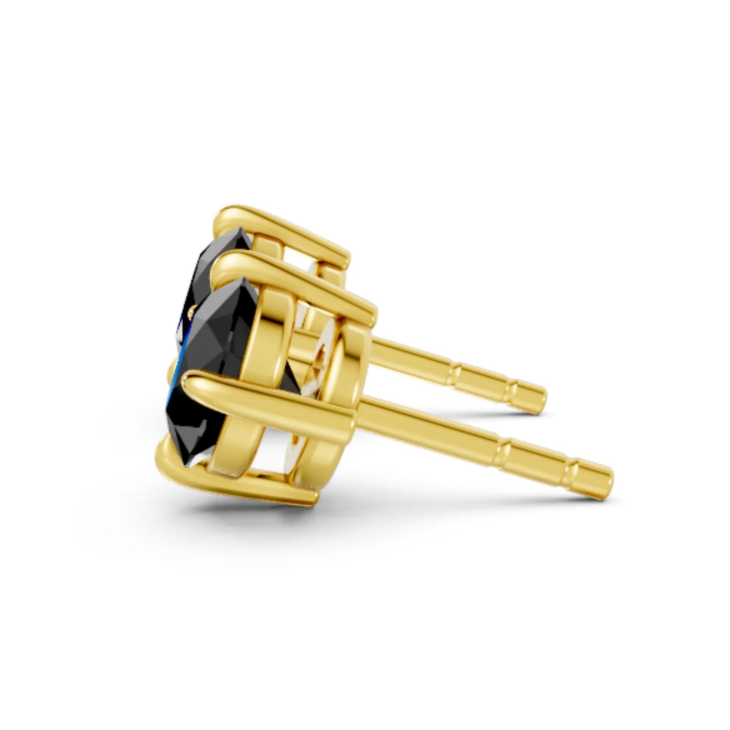 14K Gold Round Cut Black Diamond Solitaire Stud Earring