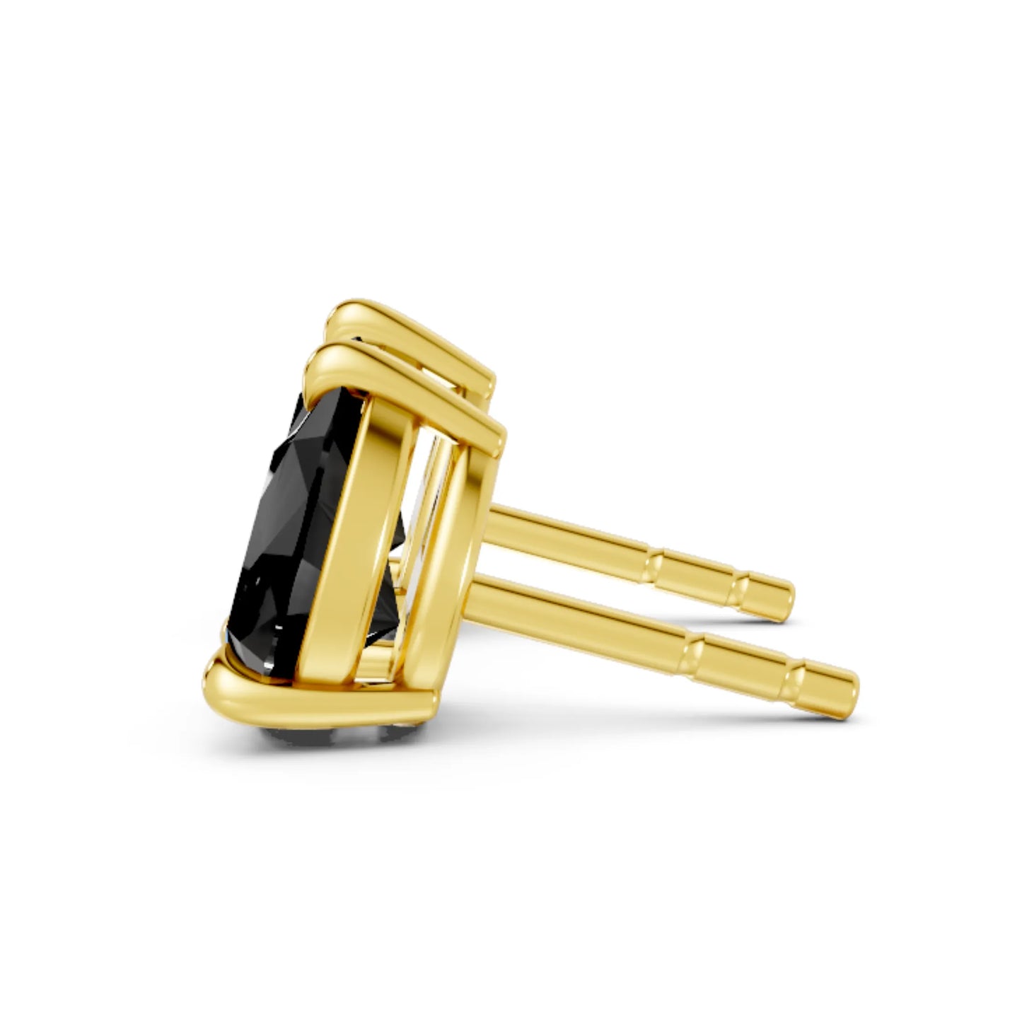 14K Gold Pear Cut Black Diamond Solitaire Stud Earring