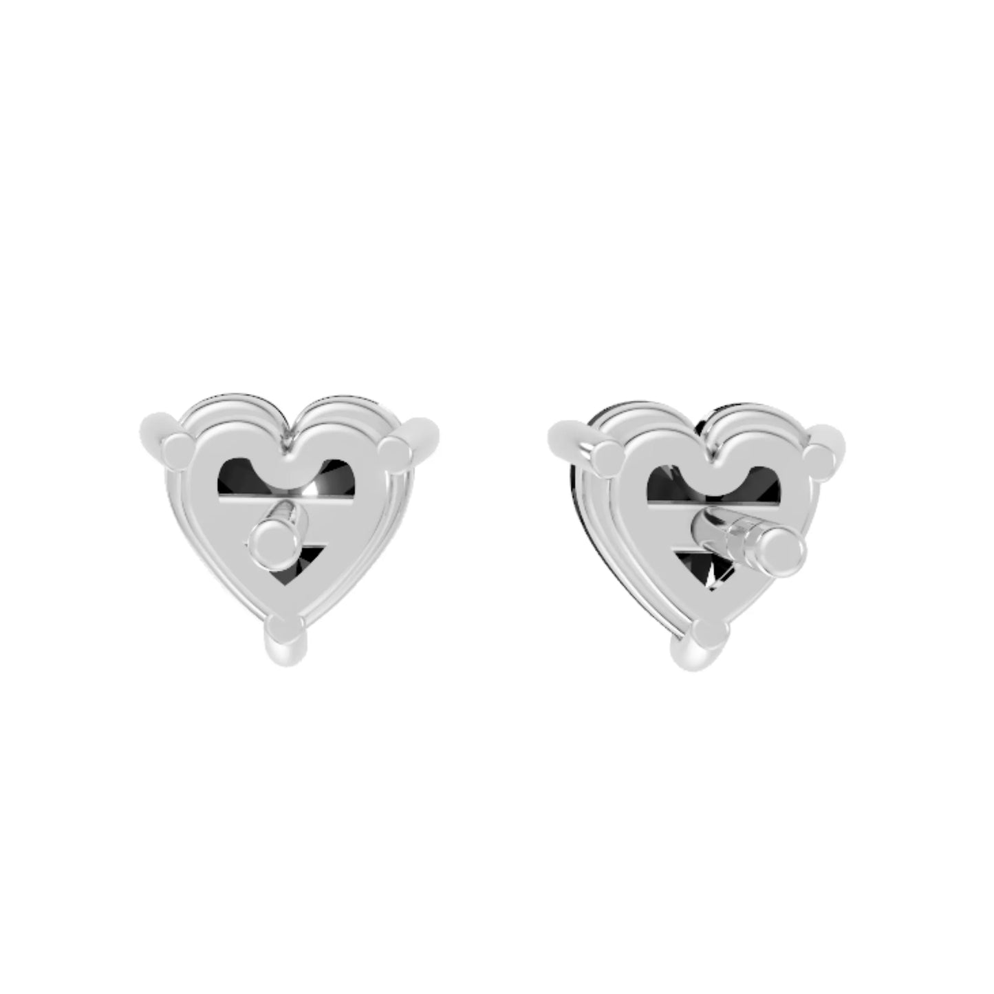 14K Gold Heart Cut Black Diamond Solitaire Stud Earring