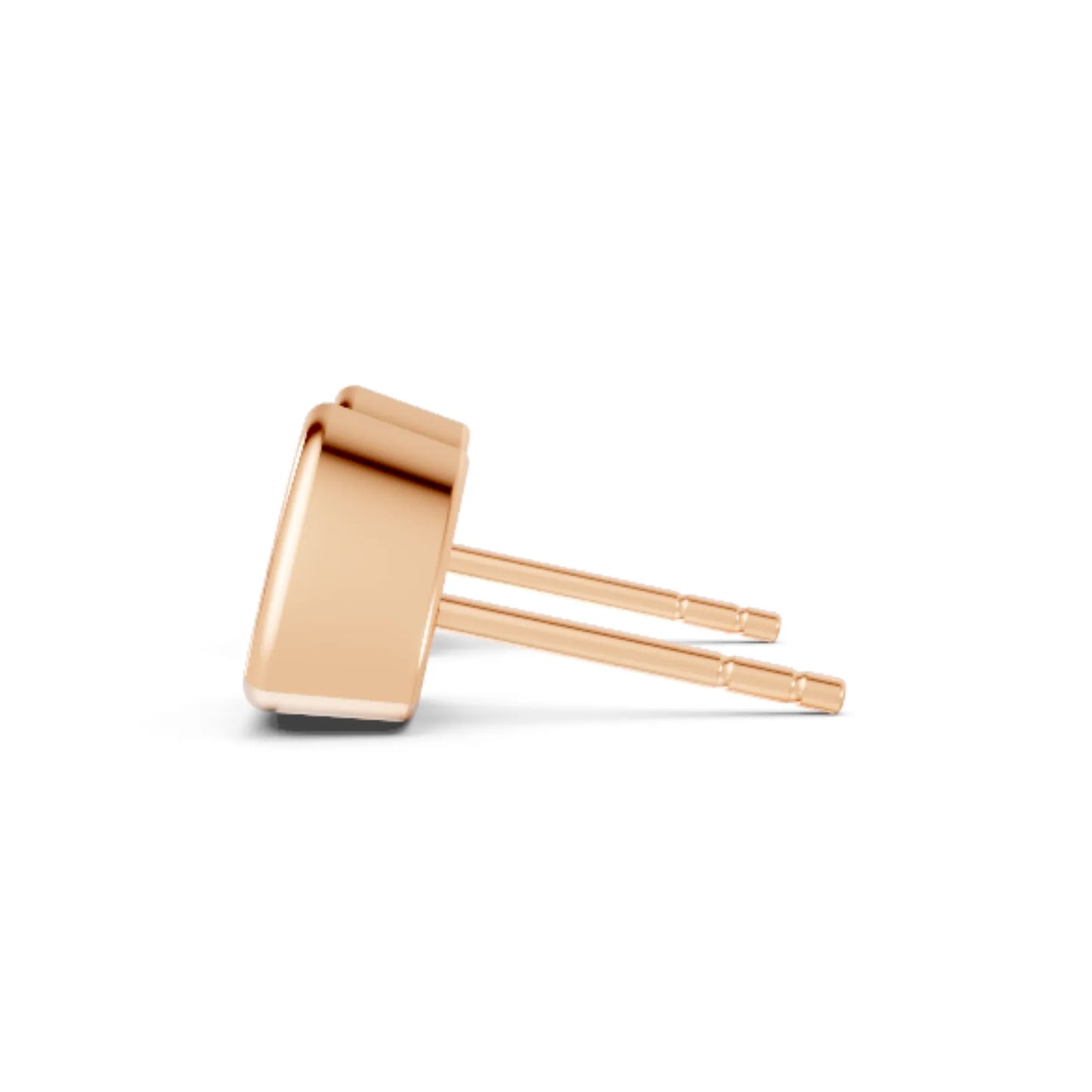 14K Gold Trillion Cut Black Diamond Bezel Stud Earring