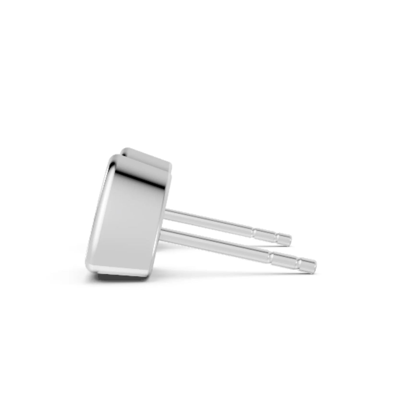 14K Gold Trillion Cut Black Diamond Bezel Stud Earring