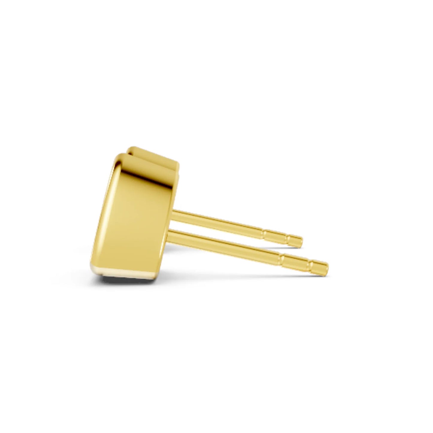 14K Gold Trillion Cut Black Diamond Bezel Stud Earring