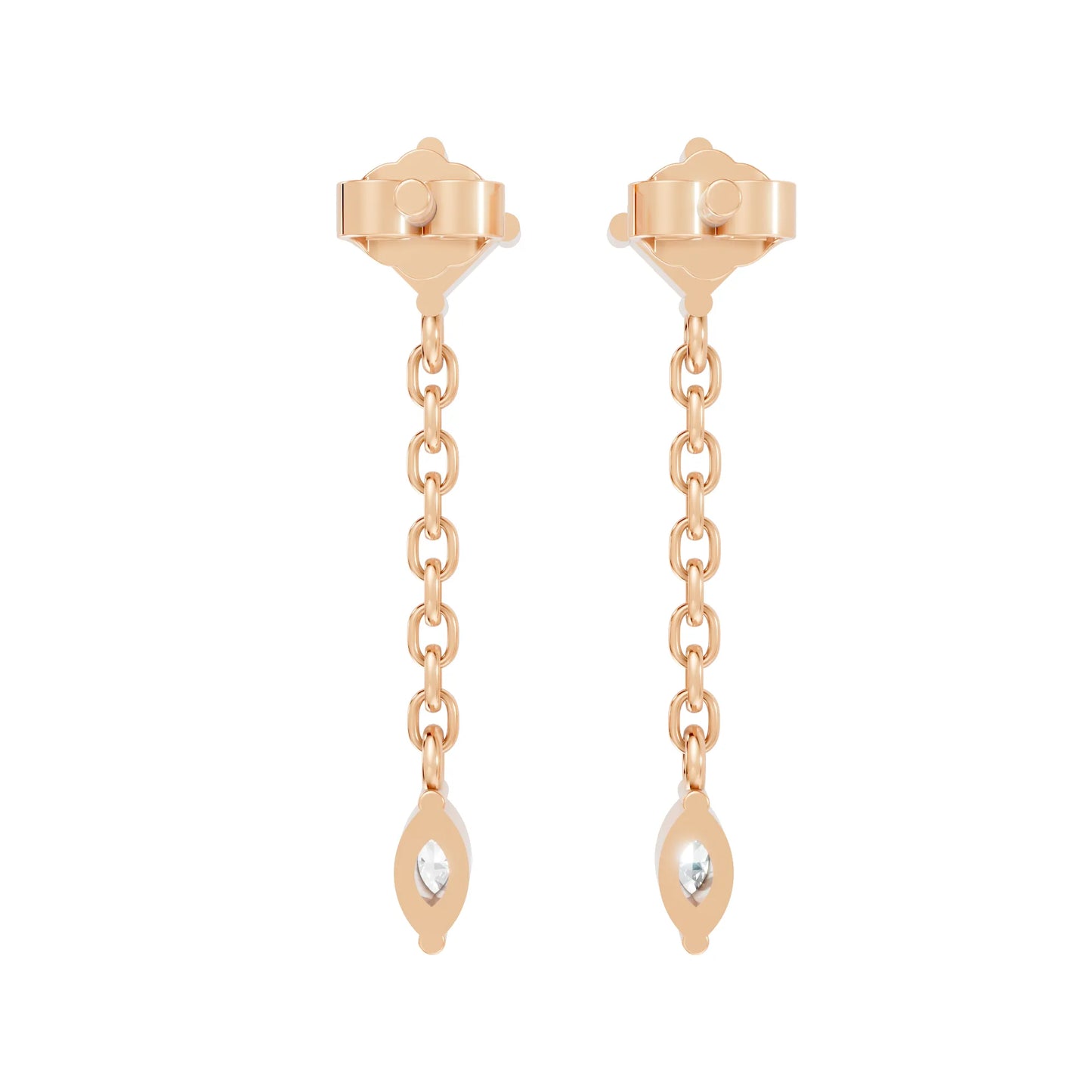 14K Princess and Marquise Cut Diamond Mismatched Drop Earring