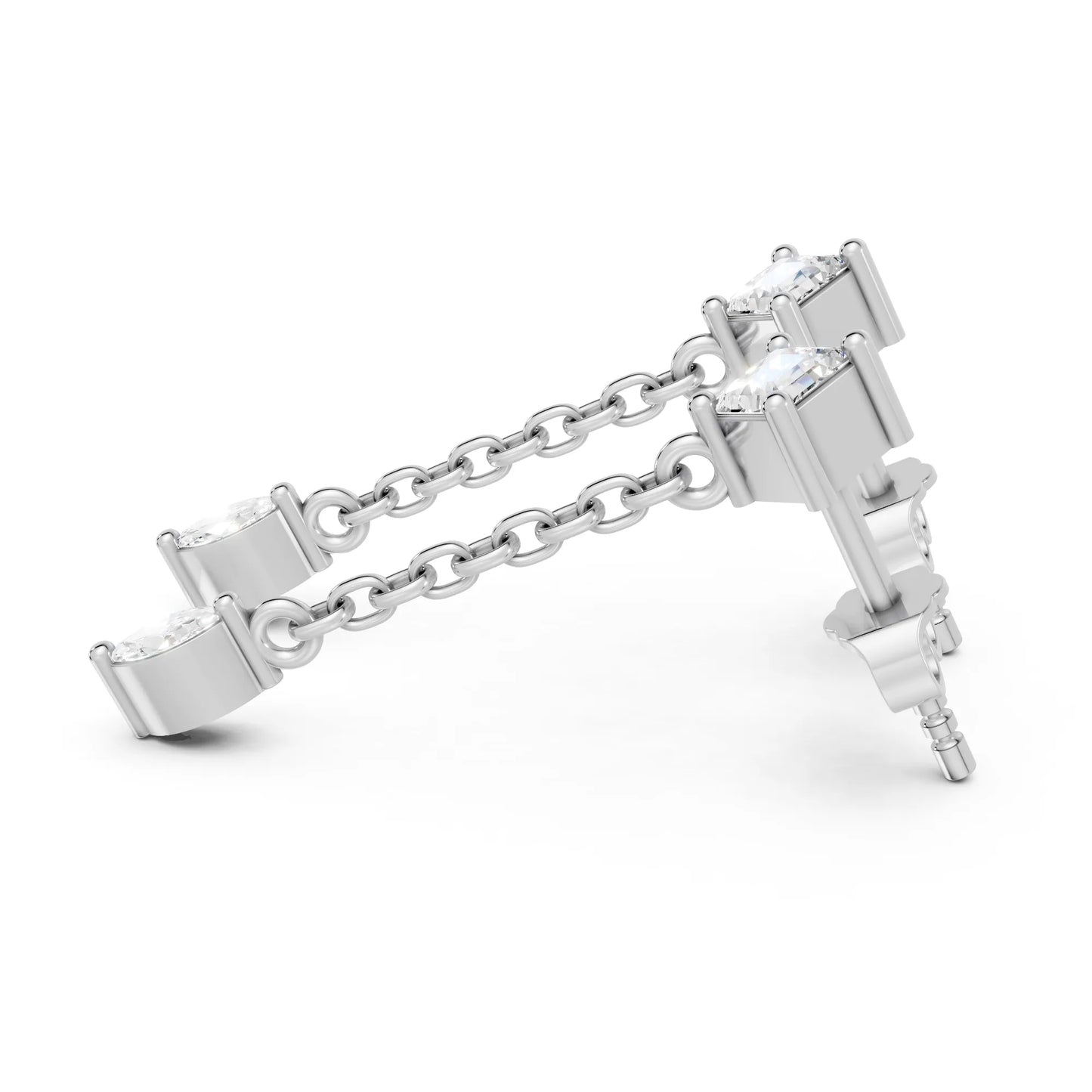 14K Princess and Marquise Cut Diamond Mismatched Drop Earring