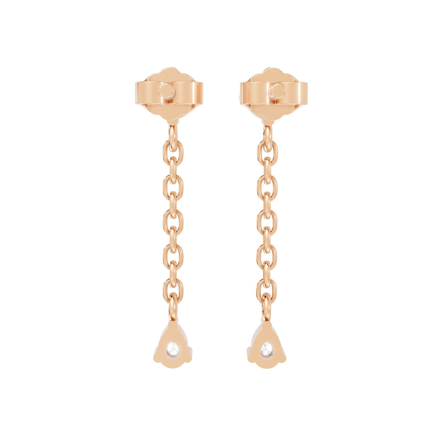 14K Round and Pear Cut Diamond Mismatched Drop Earring