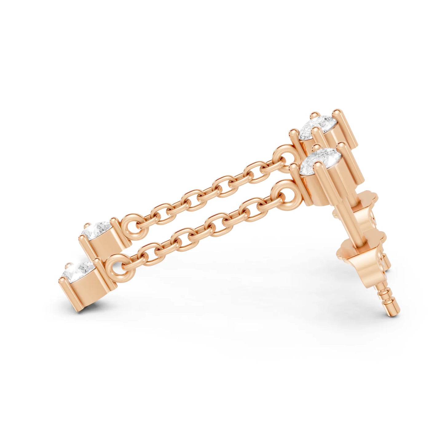 14K Round and Pear Cut Diamond Mismatched Drop Earring