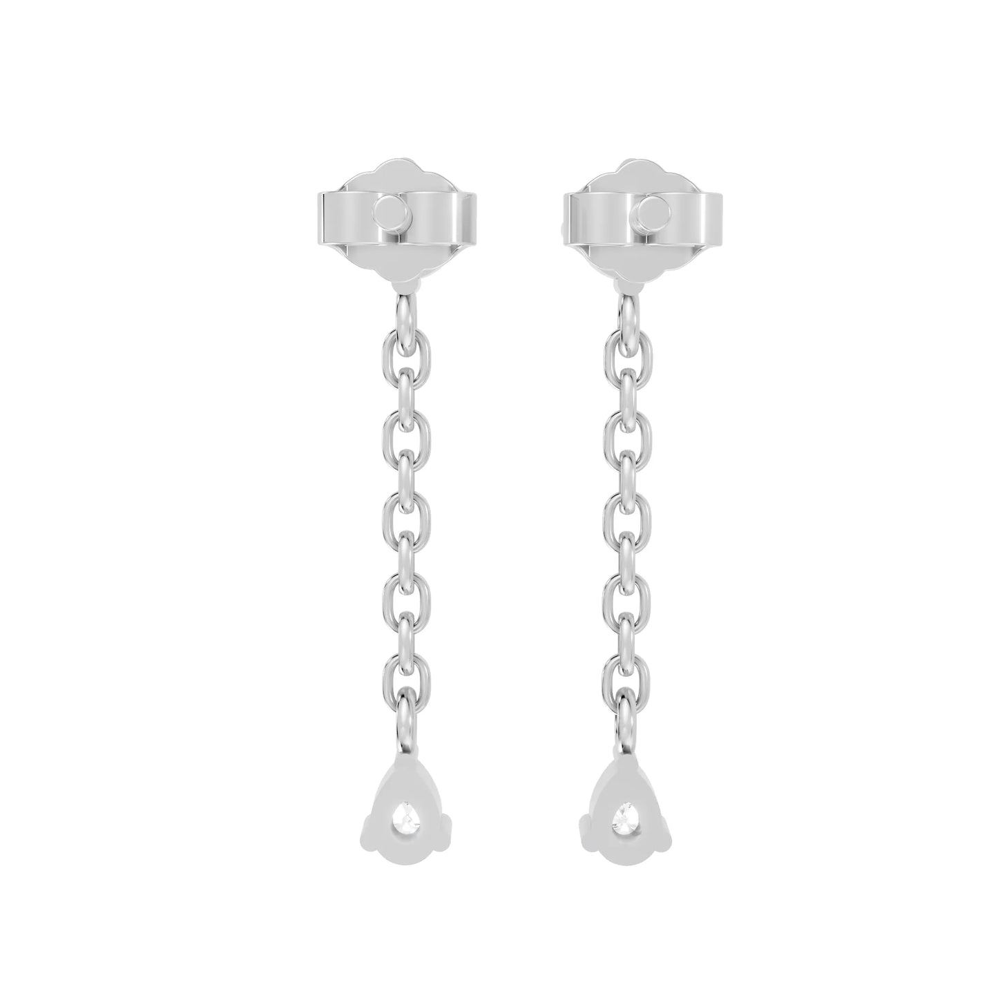 14K Round and Pear Cut Diamond Mismatched Drop Earring