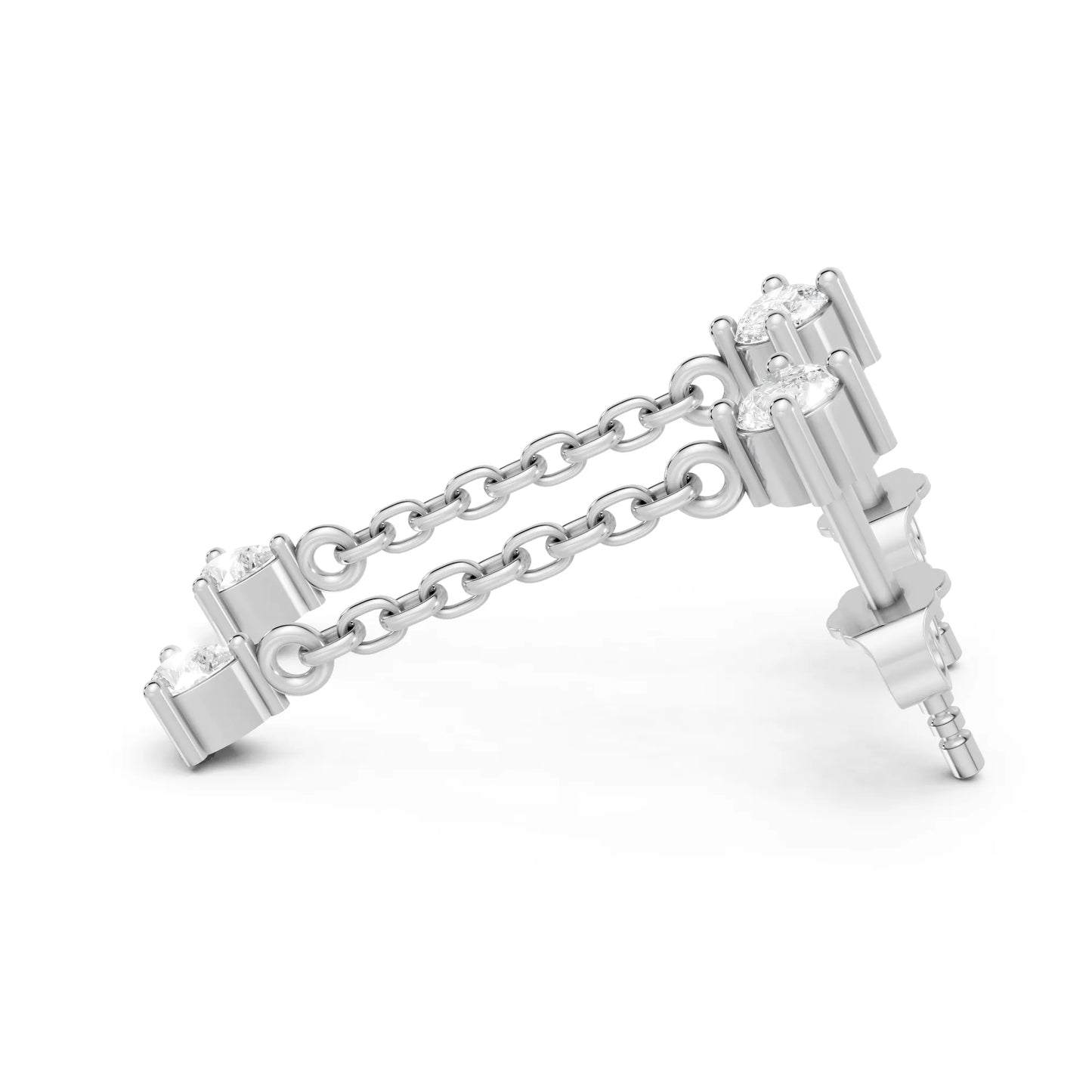 14K Round and Pear Cut Diamond Mismatched Drop Earring