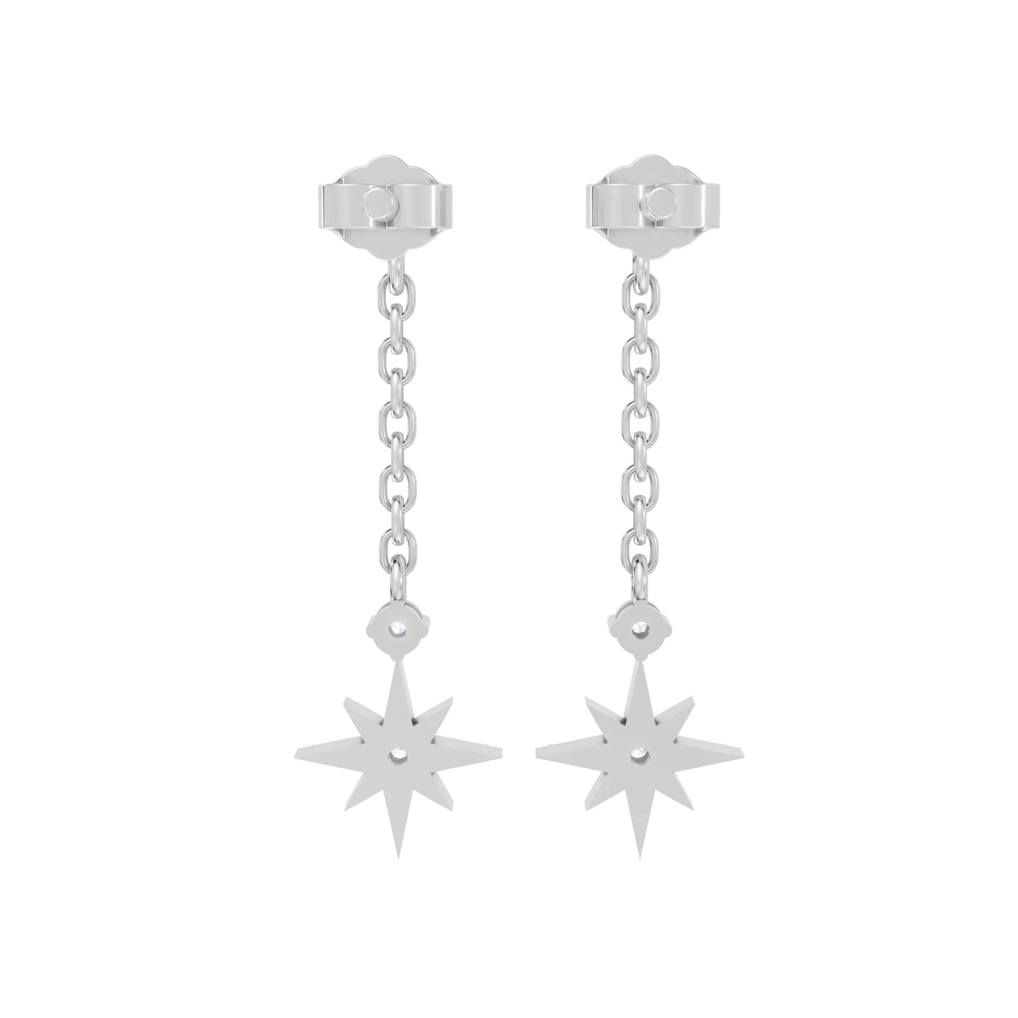 14K Round Starburst Chain Drop Earring