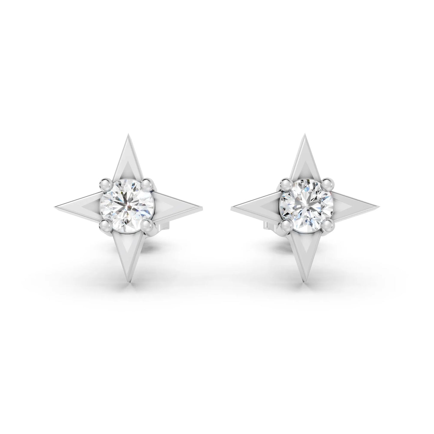 14K Round Cut Diamond Star Minimalist Boho Stud Earring