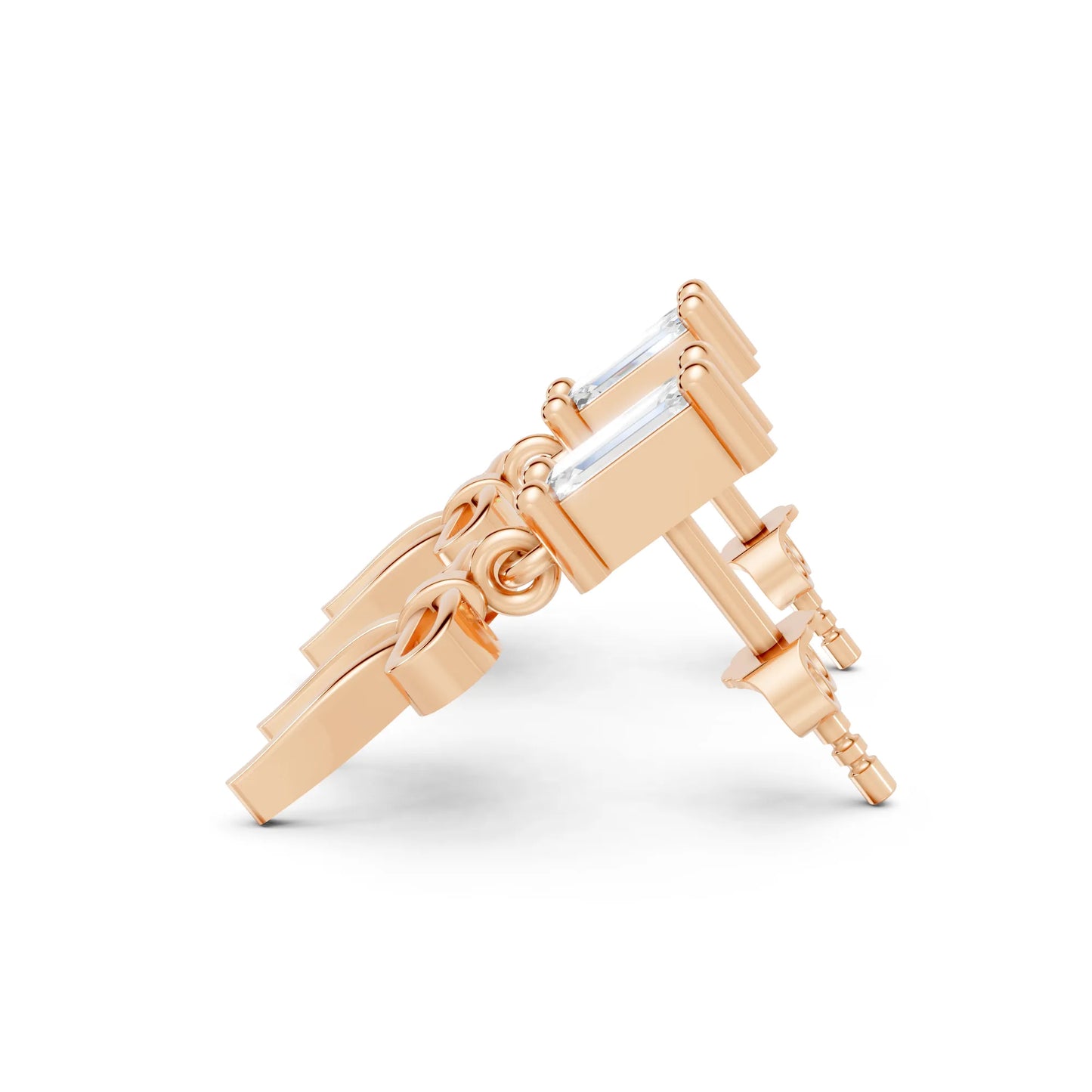 14K Emerald Cut  Bow Dangle Drop Earring