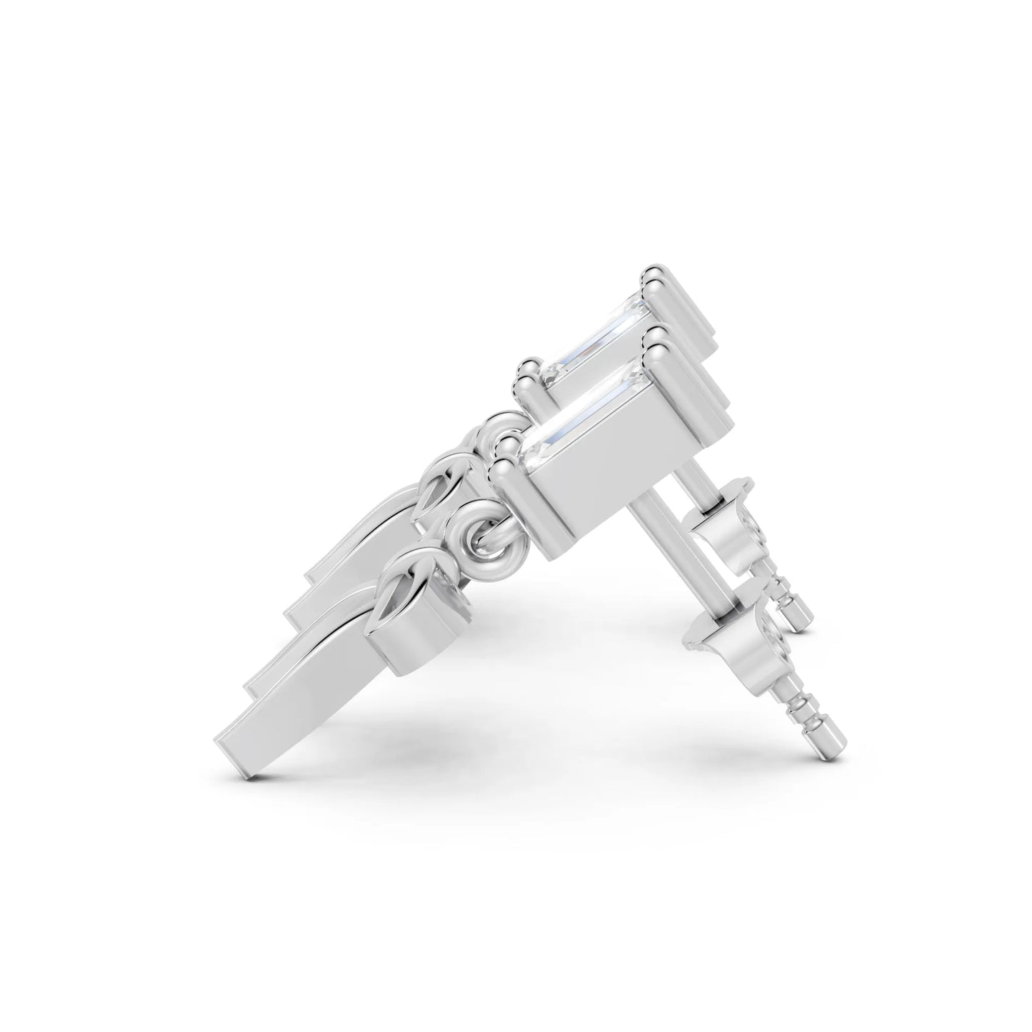 14K Emerald Cut  Bow Dangle Drop Earring