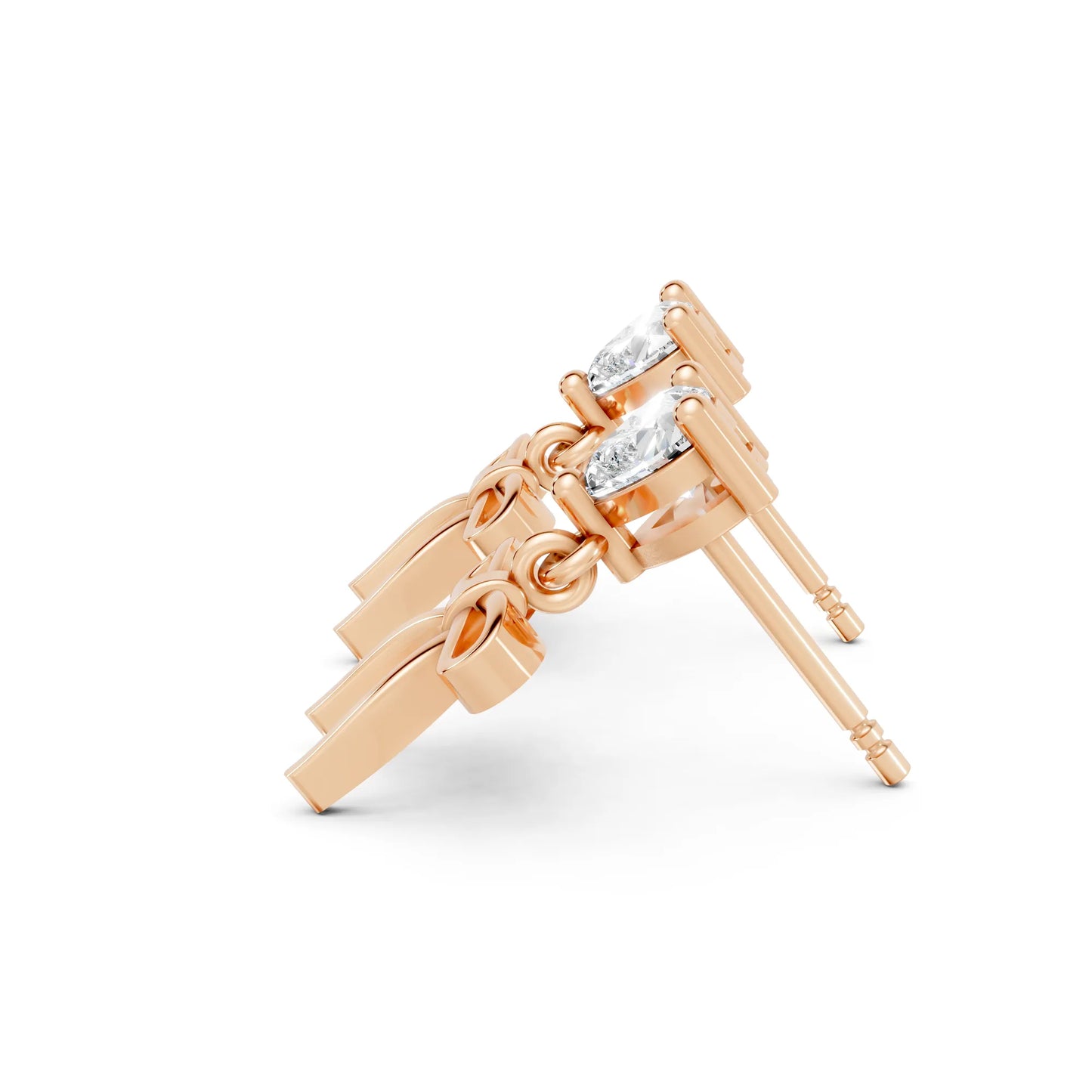 14K Heart Cut  Bow Dangle Drop Earring