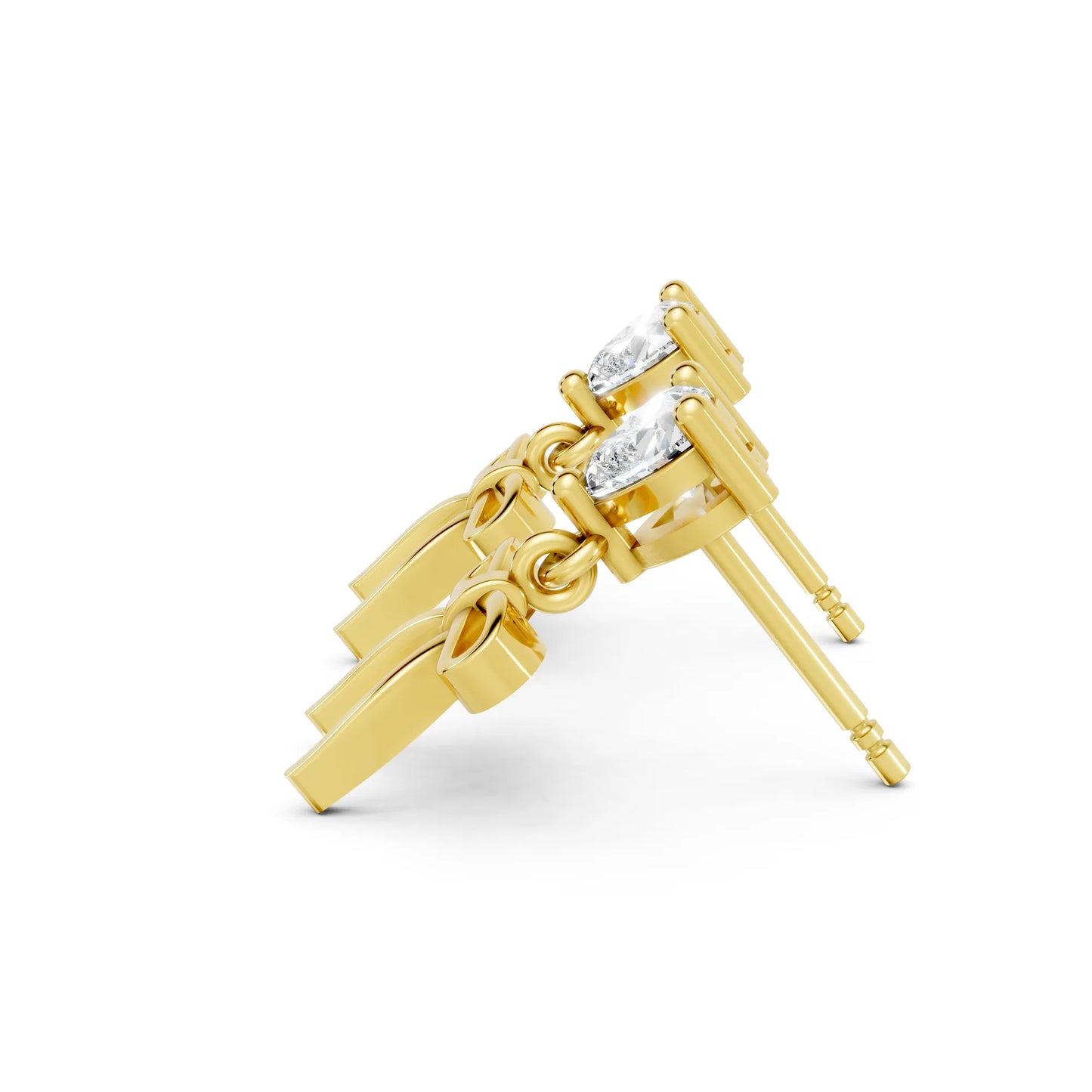 14K Heart Cut  Bow Dangle Drop Earring