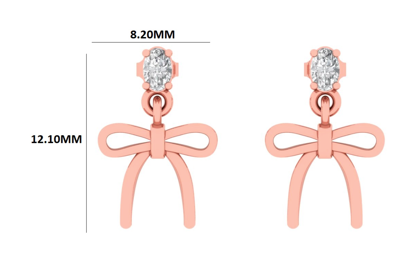 14K Oval Cut  Bow Dangle Drop Earring