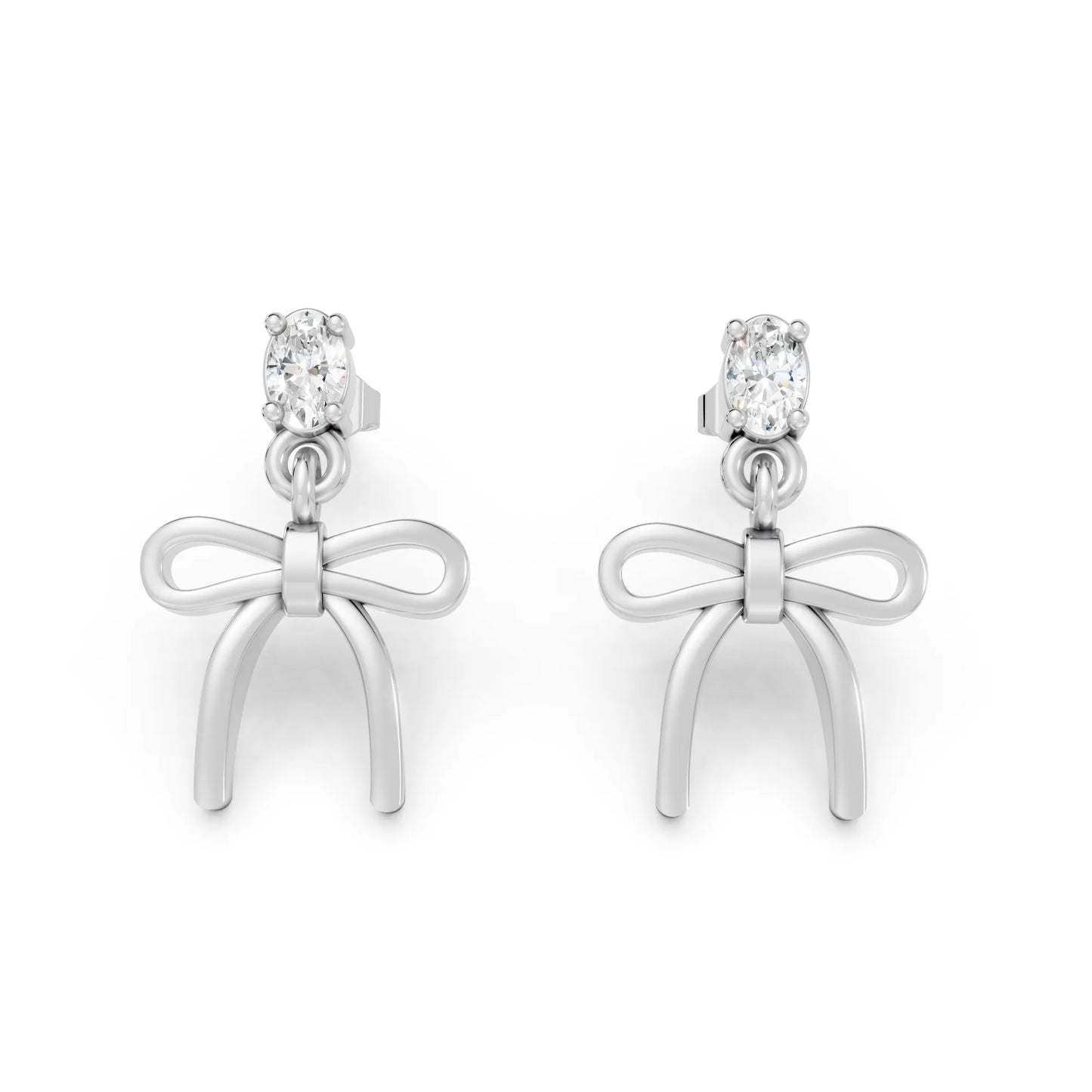 14K Oval Cut  Bow Dangle Drop Earring